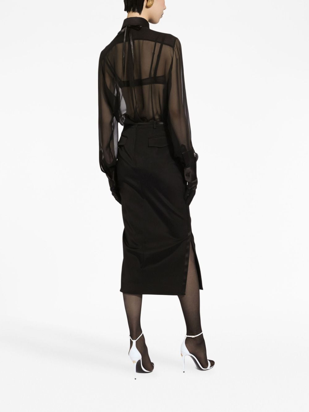Dolce & Gabbana Silk Chiffon Shirt with Satin Details Glam Steals