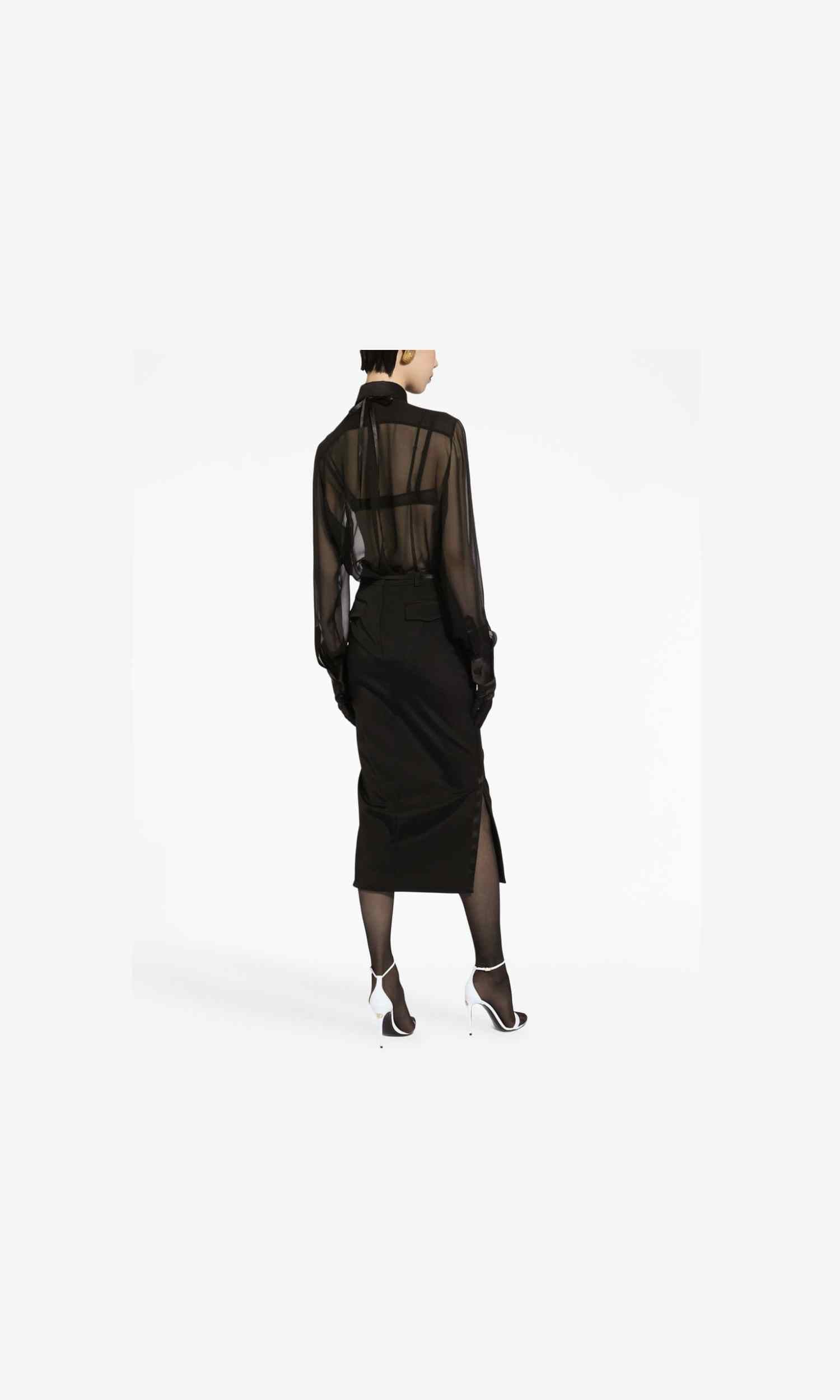 Dolce & Gabbana Silk Chiffon Shirt with Satin Details Glam Steals