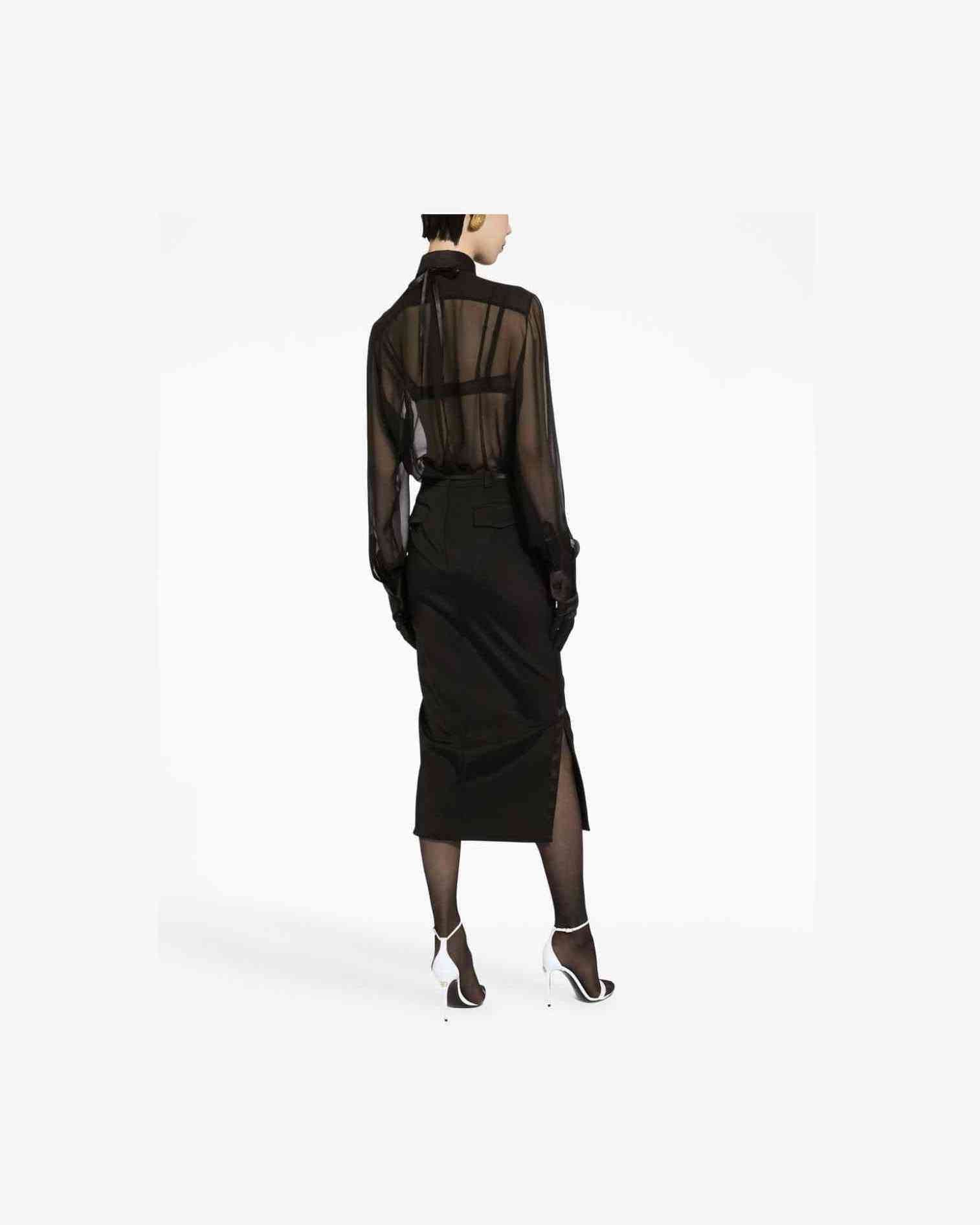 Dolce & Gabbana Silk Chiffon Shirt with Satin Details Glam Steals