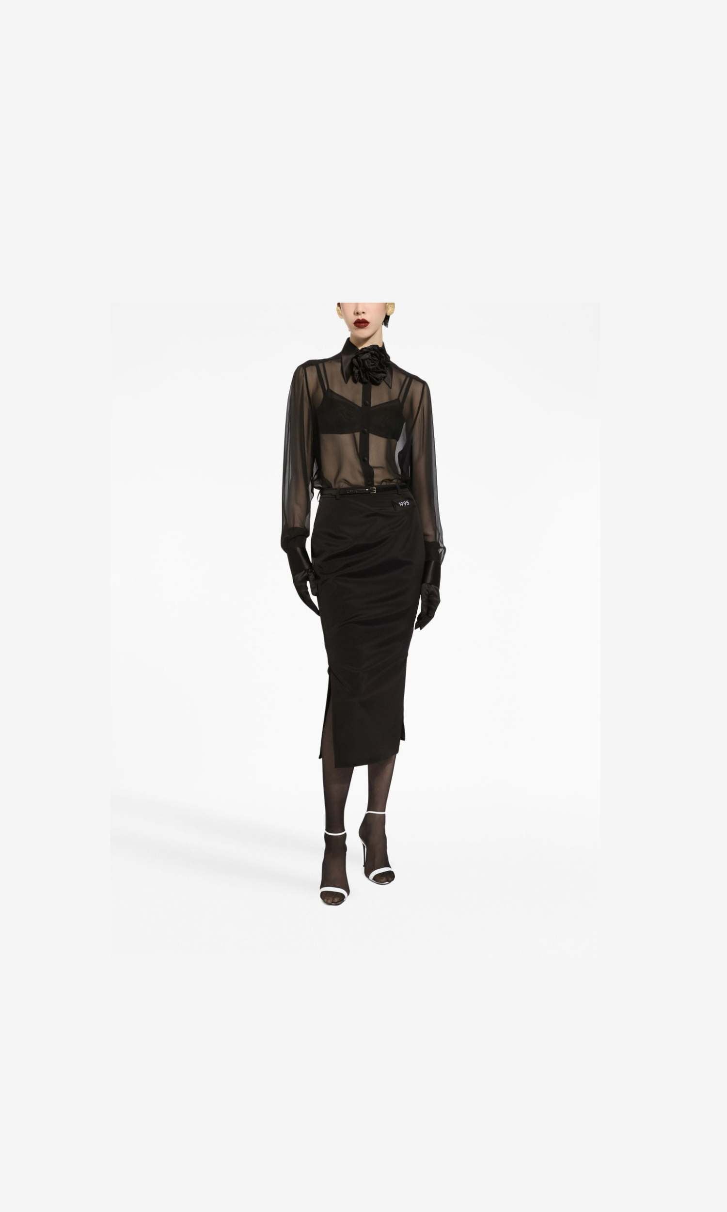 Dolce & Gabbana Silk Chiffon Shirt with Satin Details Glam Steals