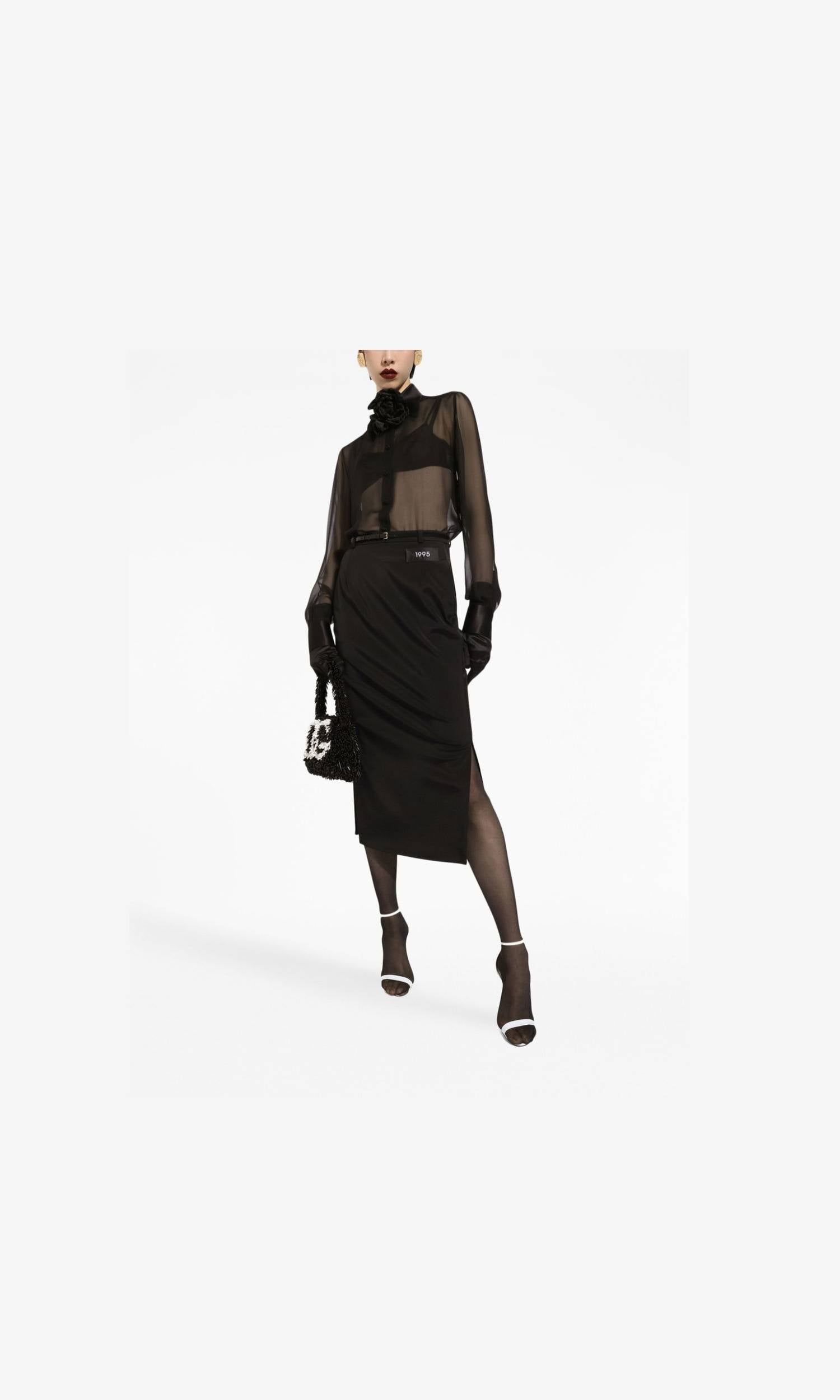 Dolce & Gabbana Silk Chiffon Shirt with Satin Details Glam Steals