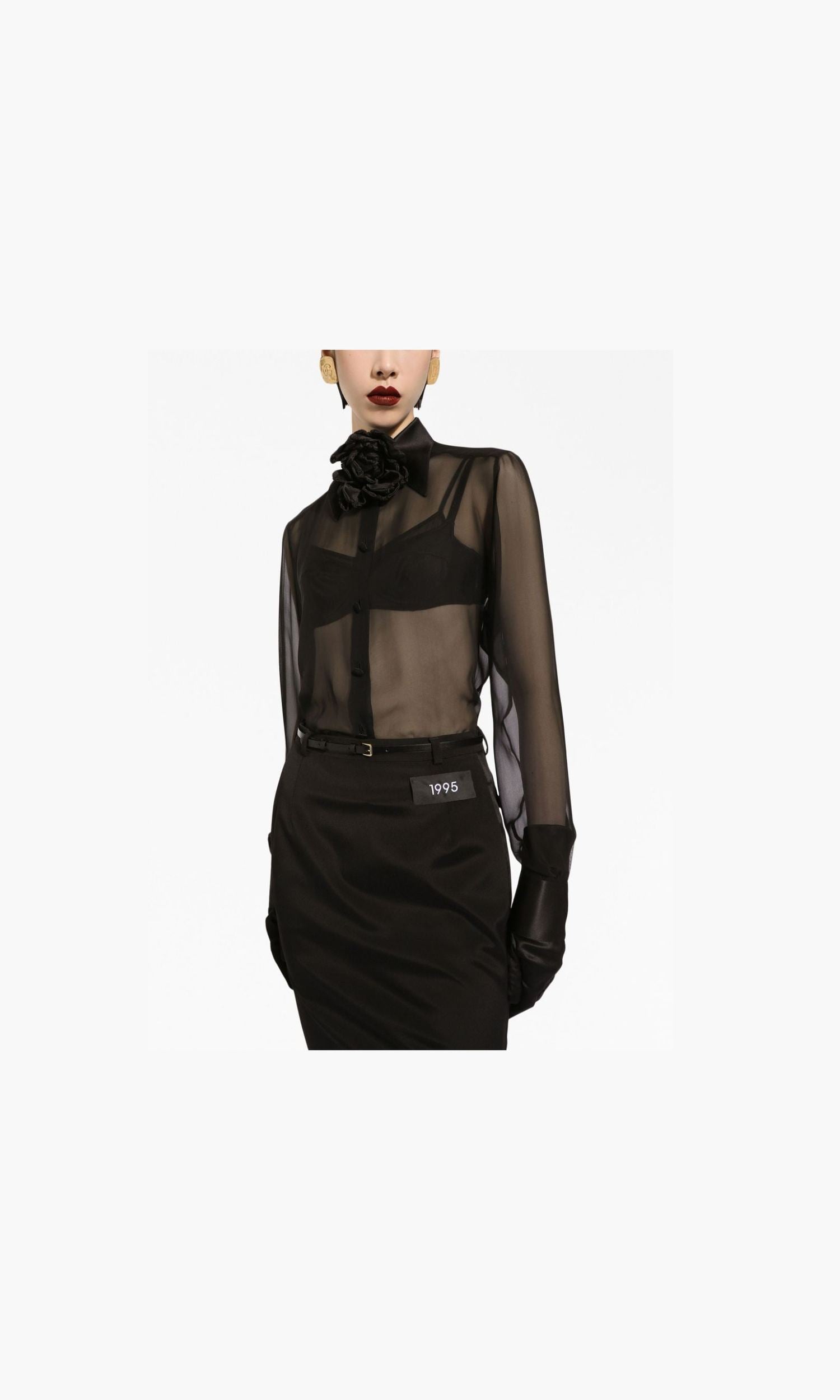 Dolce & Gabbana Silk Chiffon Shirt with Satin Details Glam Steals