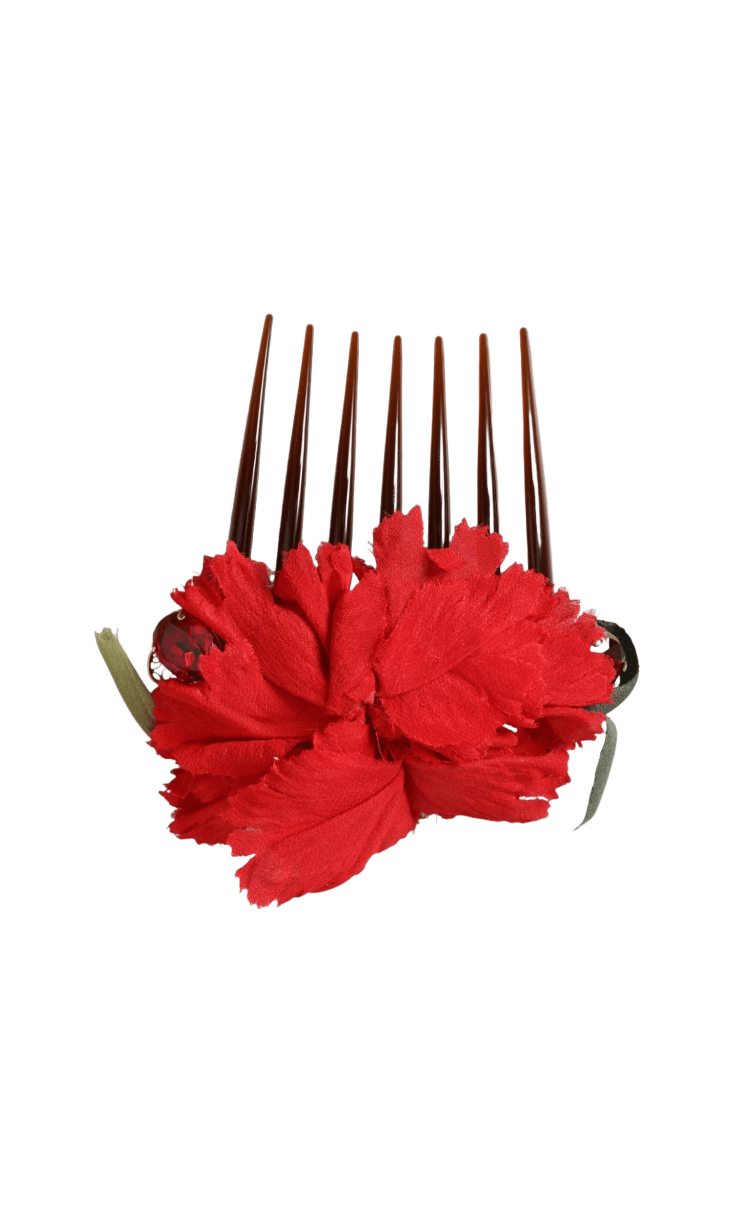 Dolce & Gabbana Silk Floral Brass Women Hair Red Gold Comb Glam Steals