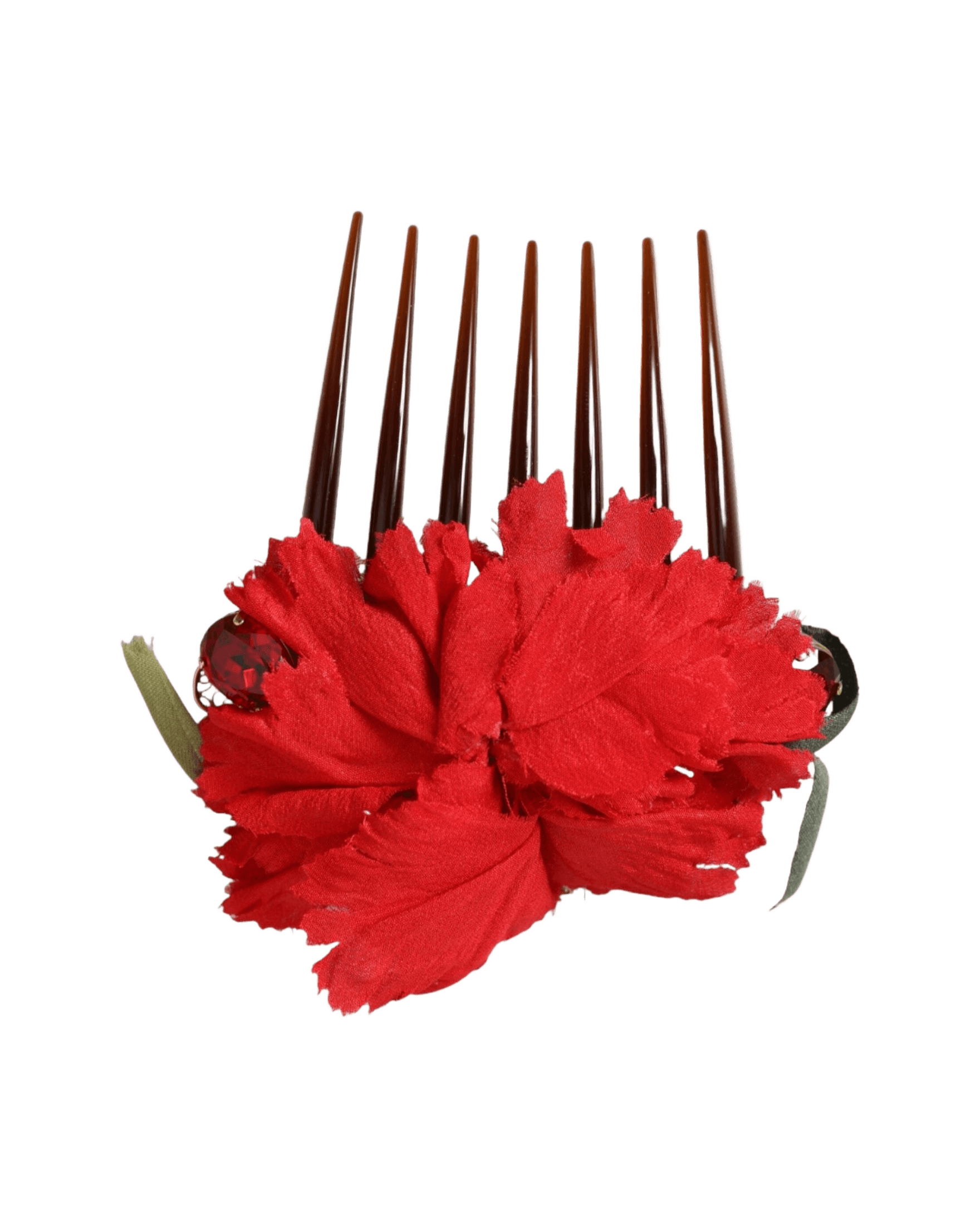 Dolce & Gabbana Silk Floral Brass Women Hair Red Gold Comb Glam Steals