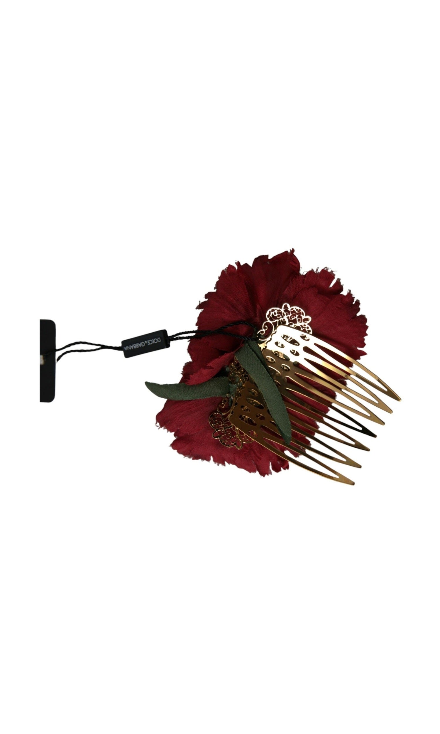 Dolce & Gabbana Silk Floral Brass Women Hair Red Gold Comb Glam Steals