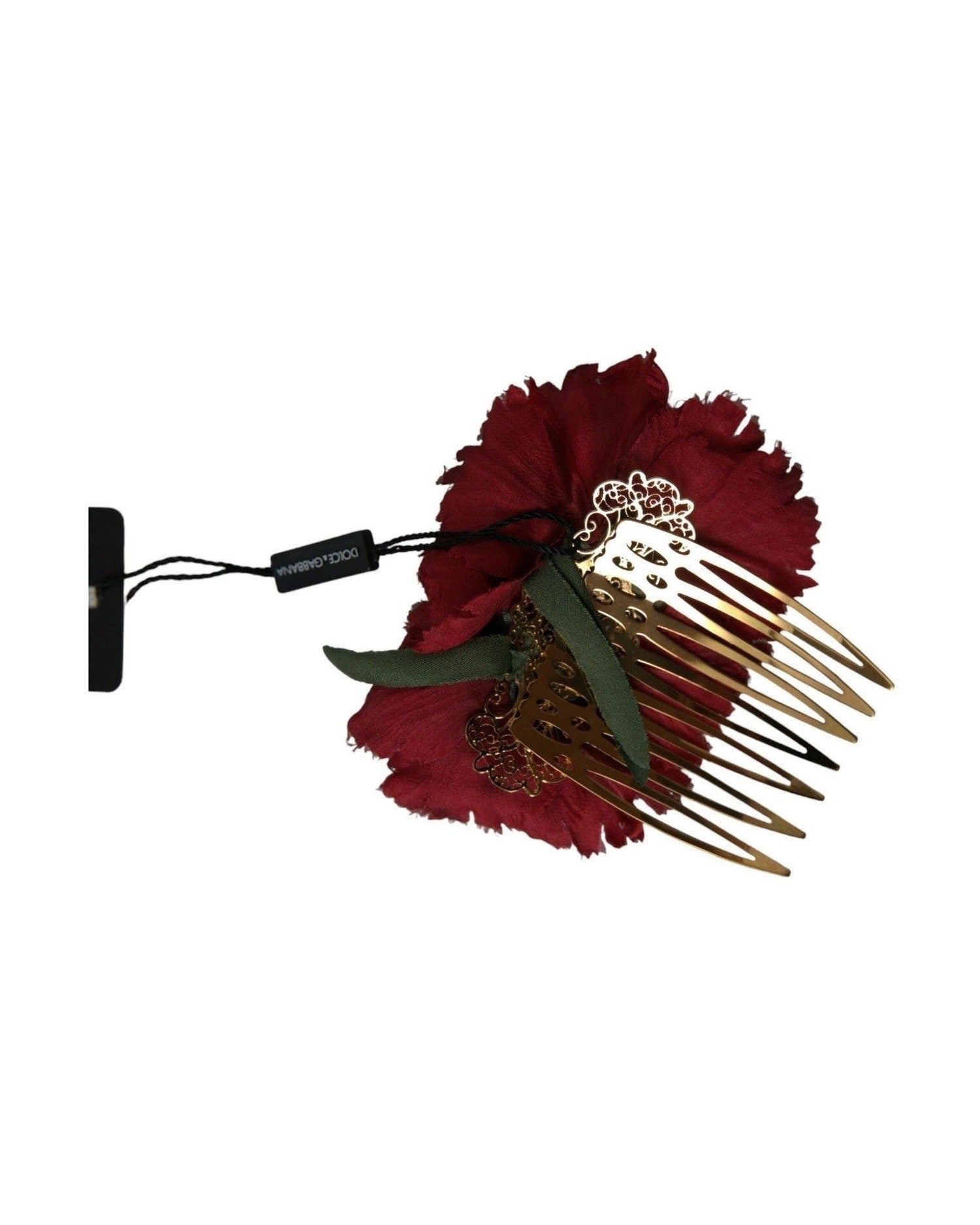 Dolce & Gabbana Silk Floral Brass Women Hair Red Gold Comb Glam Steals