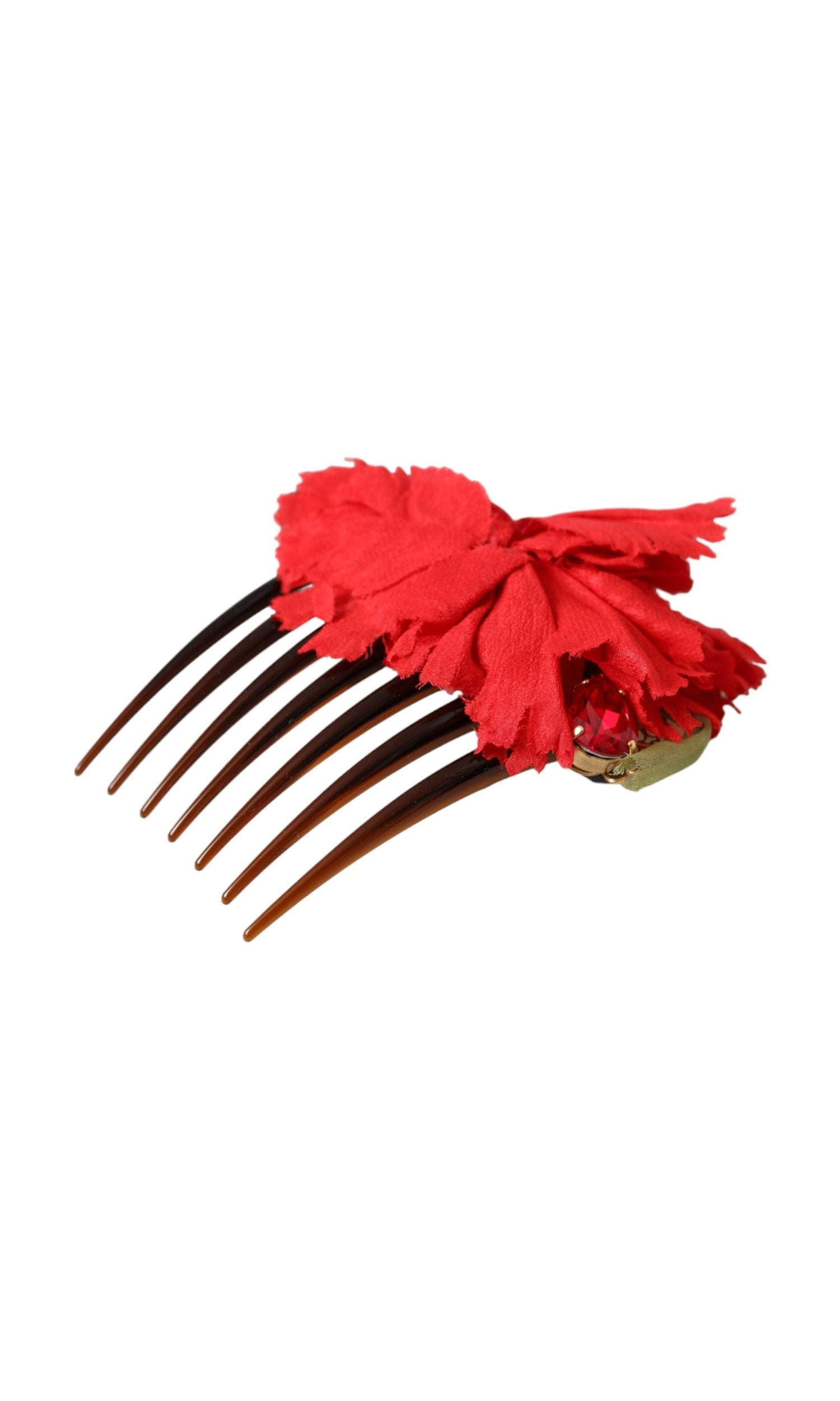 Dolce & Gabbana Silk Floral Brass Women Hair Red Gold Comb Glam Steals