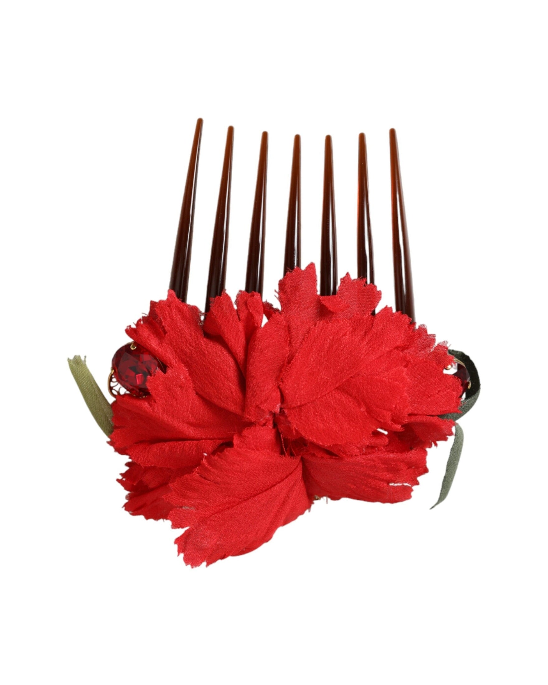 Dolce & Gabbana Silk Floral Brass Women Hair Red Gold Comb Glam Steals