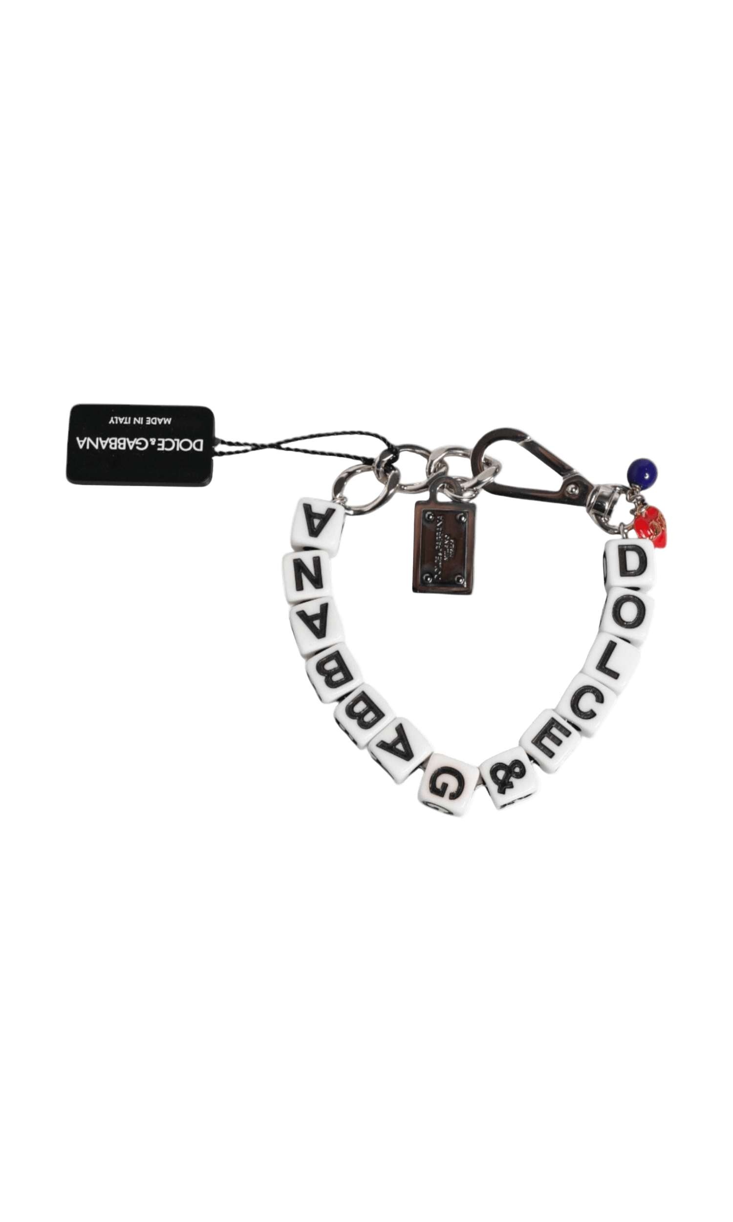 Dolce & Gabbana Silver Brass Chain Dice Logo Embellished Charm Bracelet Glam Steals