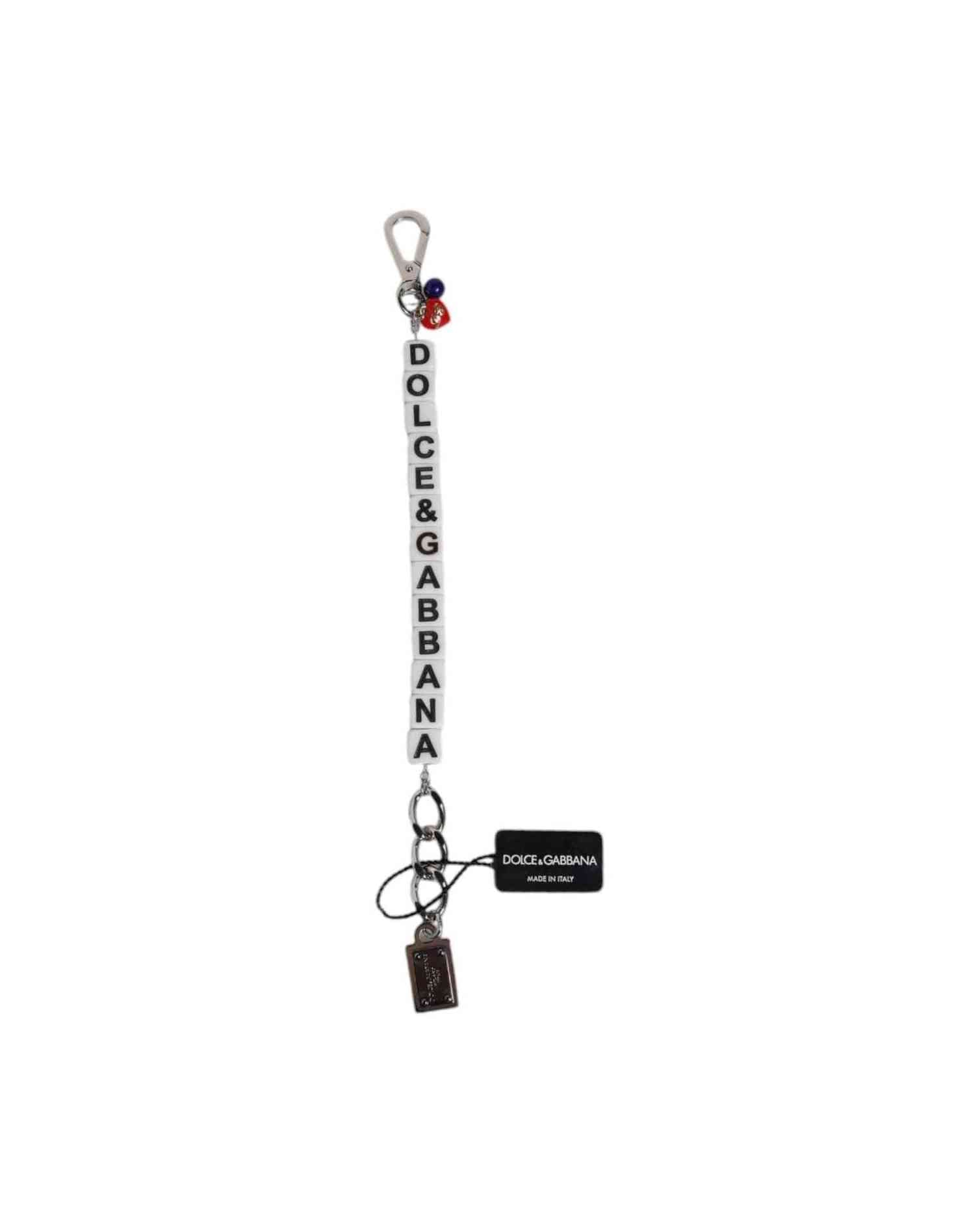 Dolce & Gabbana Silver Brass Chain Dice Logo Embellished Charm Bracelet Glam Steals