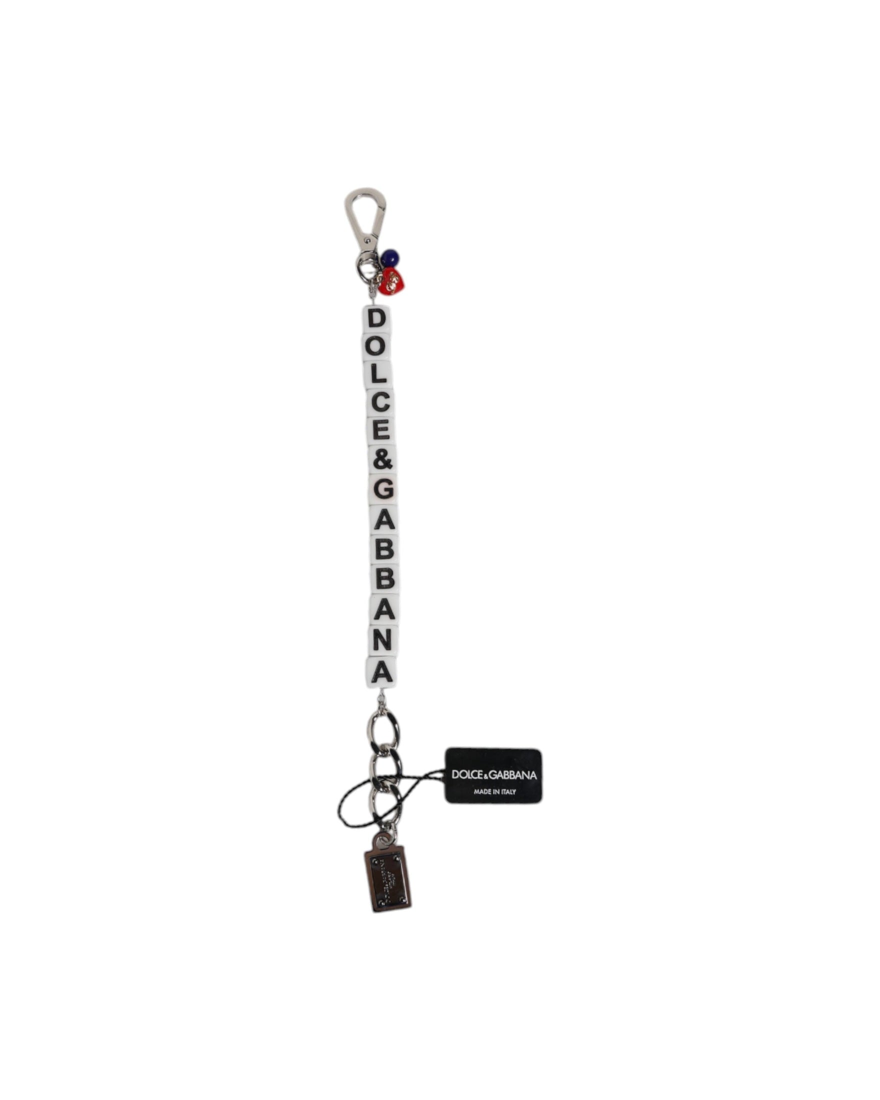 Dolce & Gabbana Silver Brass Chain Dice Logo Embellished Charm Bracelet Glam Steals