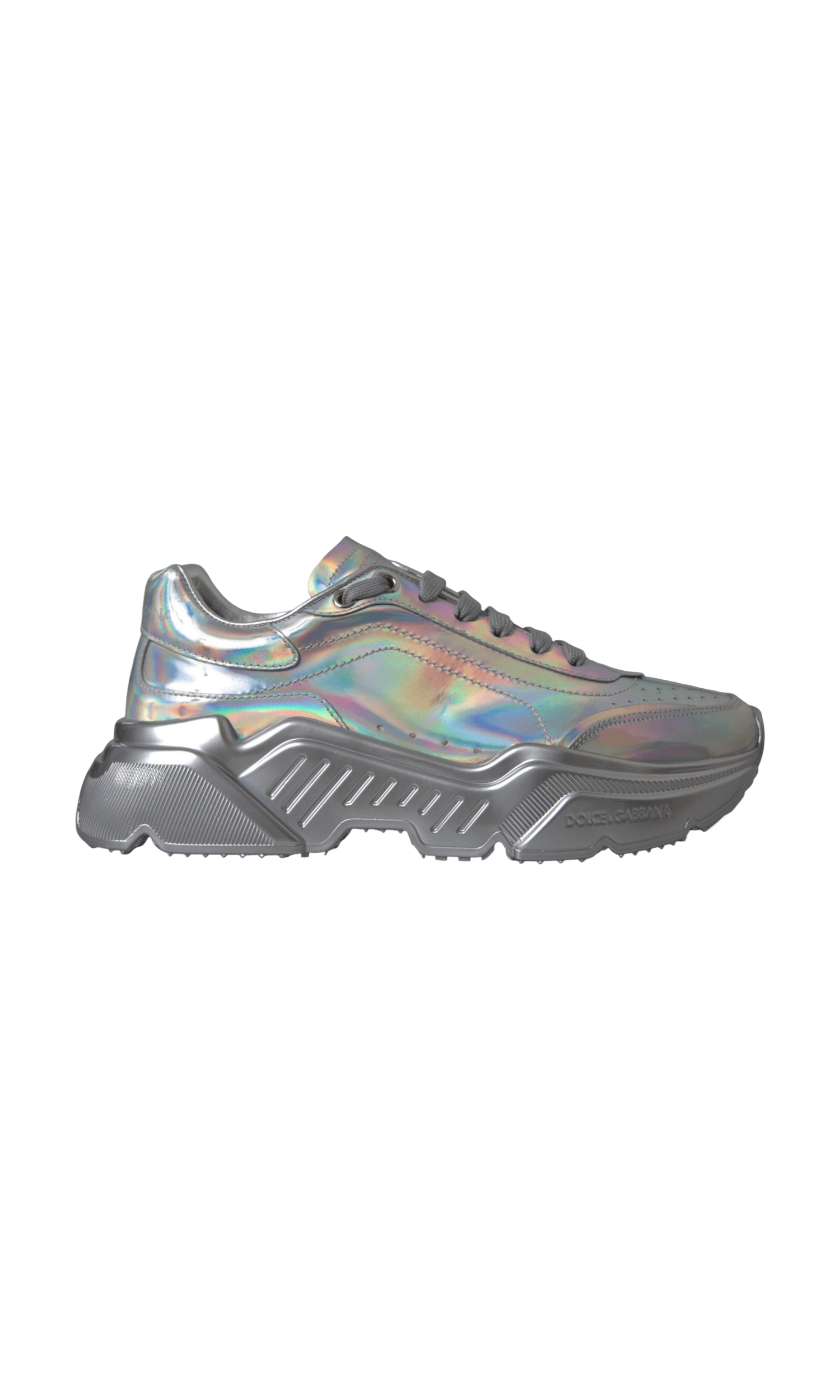 Dolce & Gabbana Silver Iridescent Daymaster Leather Sneakers Shoes Glam Steals