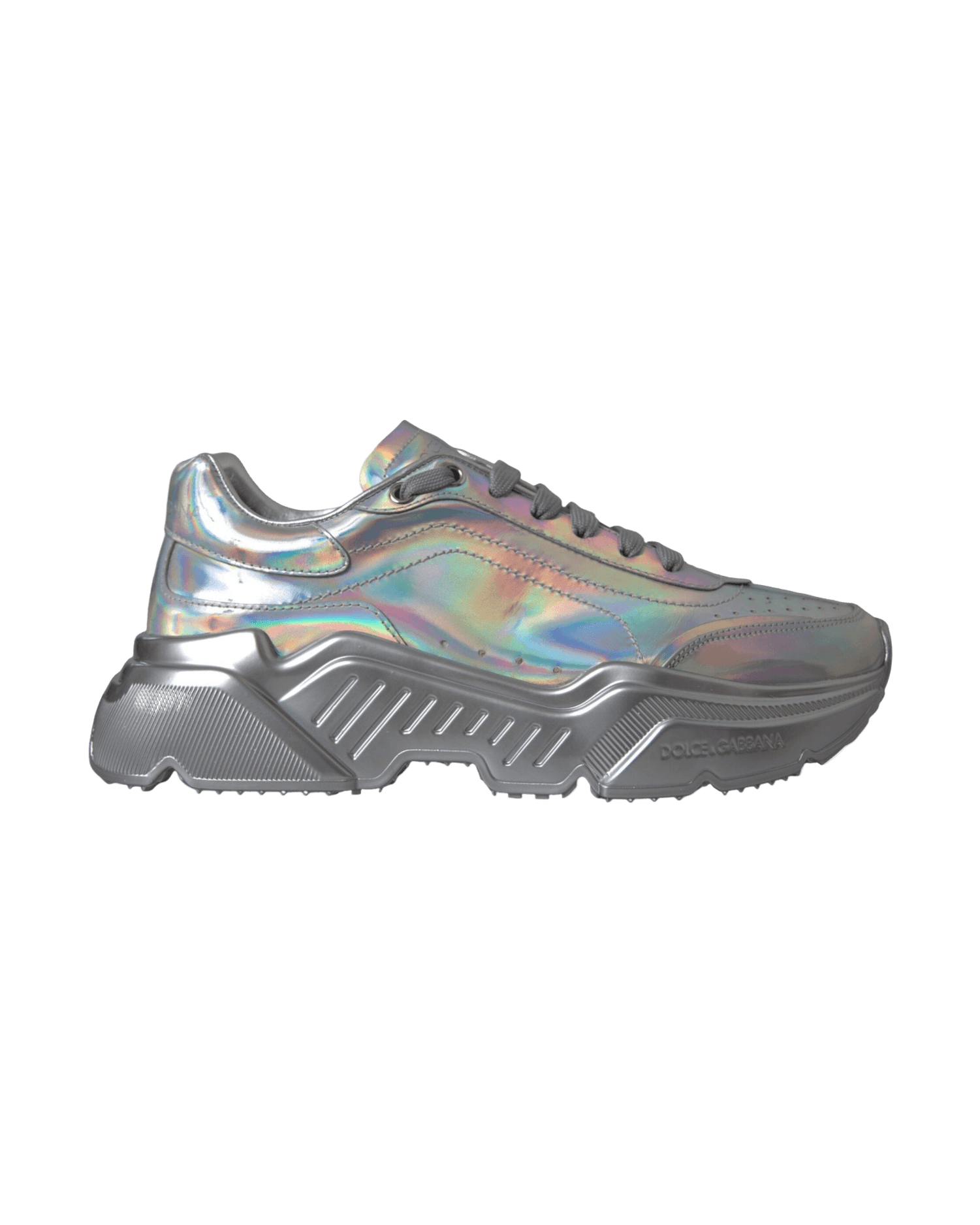 Dolce & Gabbana Silver Iridescent Daymaster Leather Sneakers Shoes Sneakers