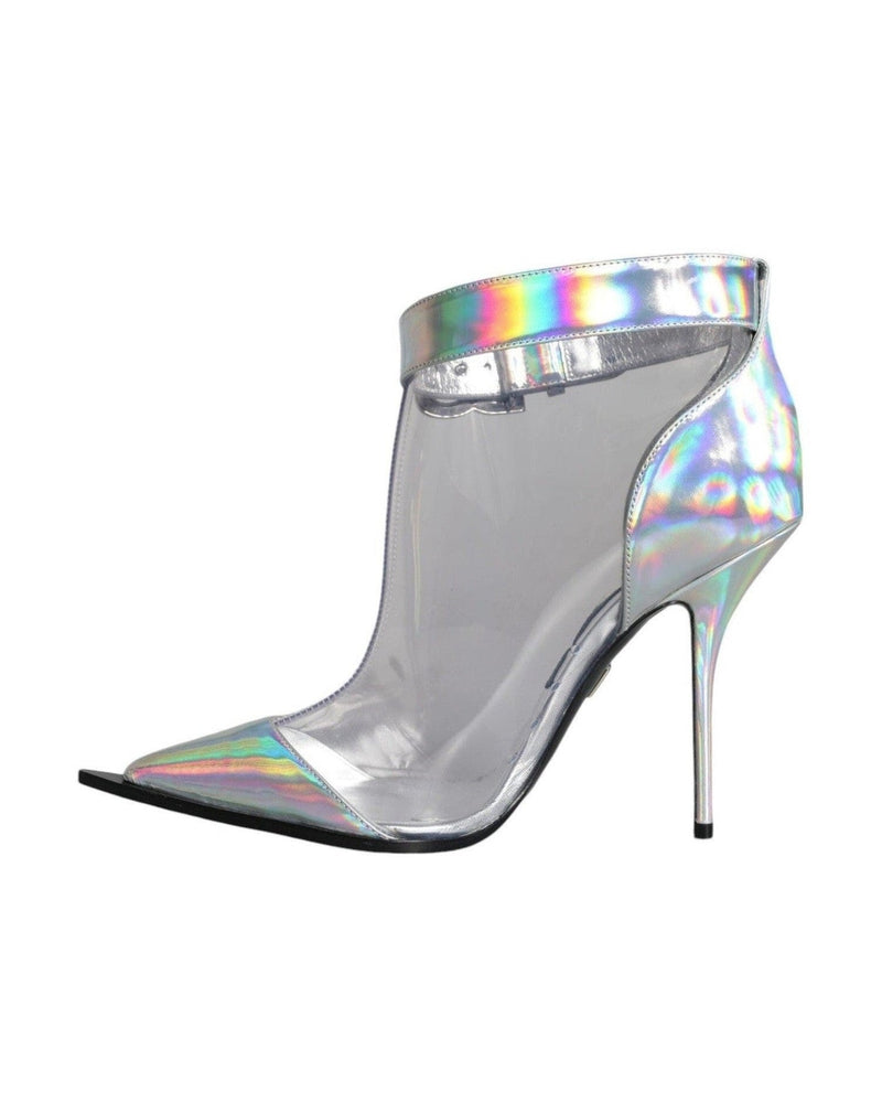Dolce & Gabbana Silver Iridescent Pvc Pointed Short Boots Shoes Boots