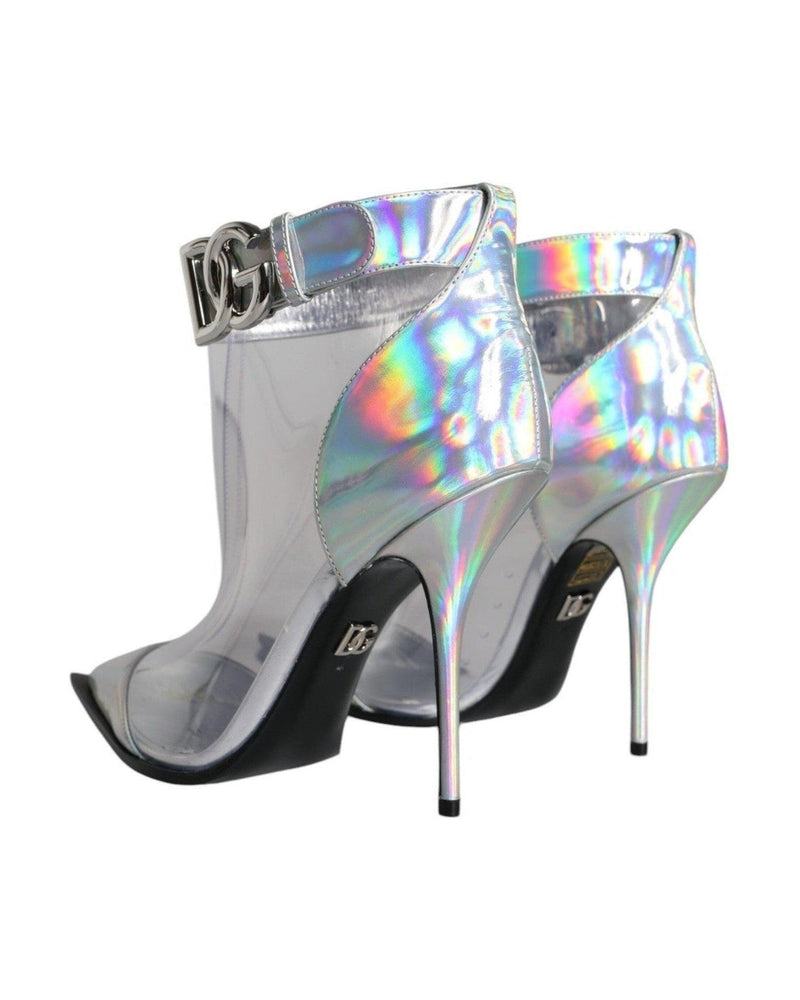 Dolce & Gabbana Silver Iridescent Pvc Pointed Short Boots Shoes Boots