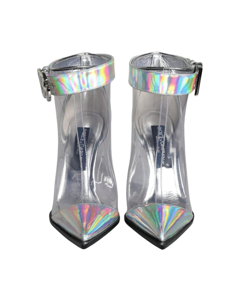 Dolce & Gabbana Silver Iridescent Pvc Pointed Short Boots Shoes Glam Steals
