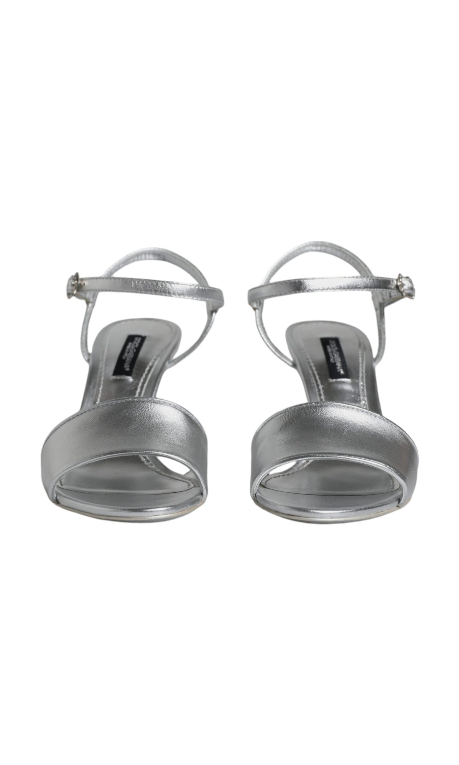Dolce & Gabbana Silver Keira Heels Ankle Strap Sandals Shoes Glam Steals
