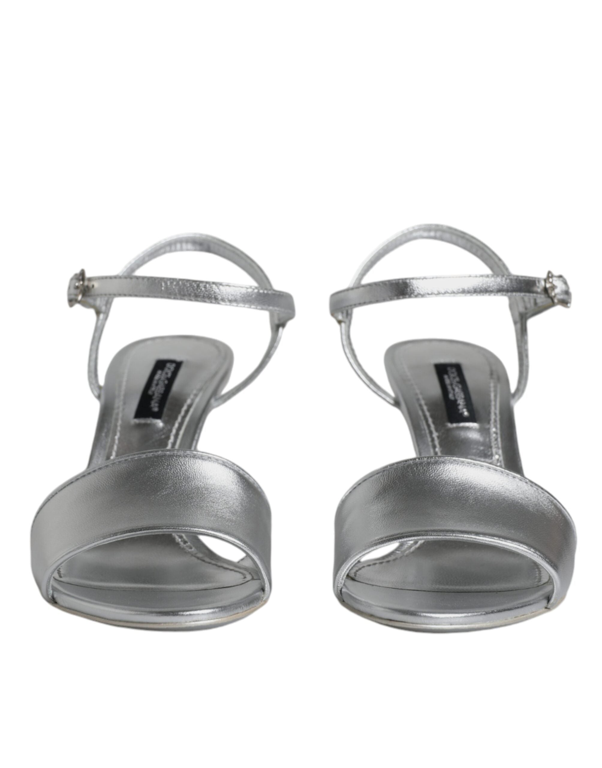 Dolce & Gabbana Silver Keira Heels Ankle Strap Sandals Shoes Glam Steals