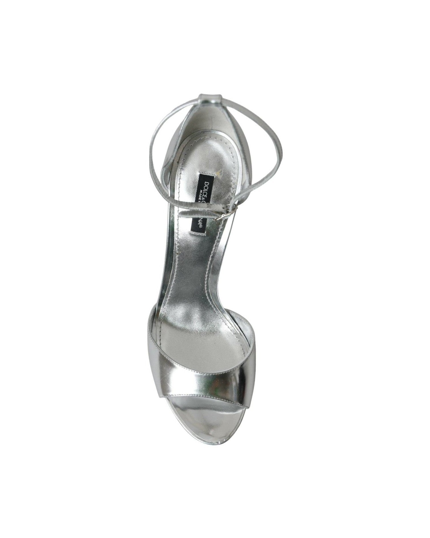 Dolce & Gabbana Silver Keira Leather Heels Sandals Shoes Heels