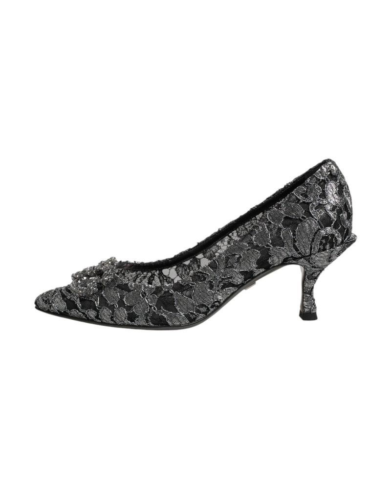 Dolce & Gabbana Silver Lace Dg Amore Heels Glam Steals