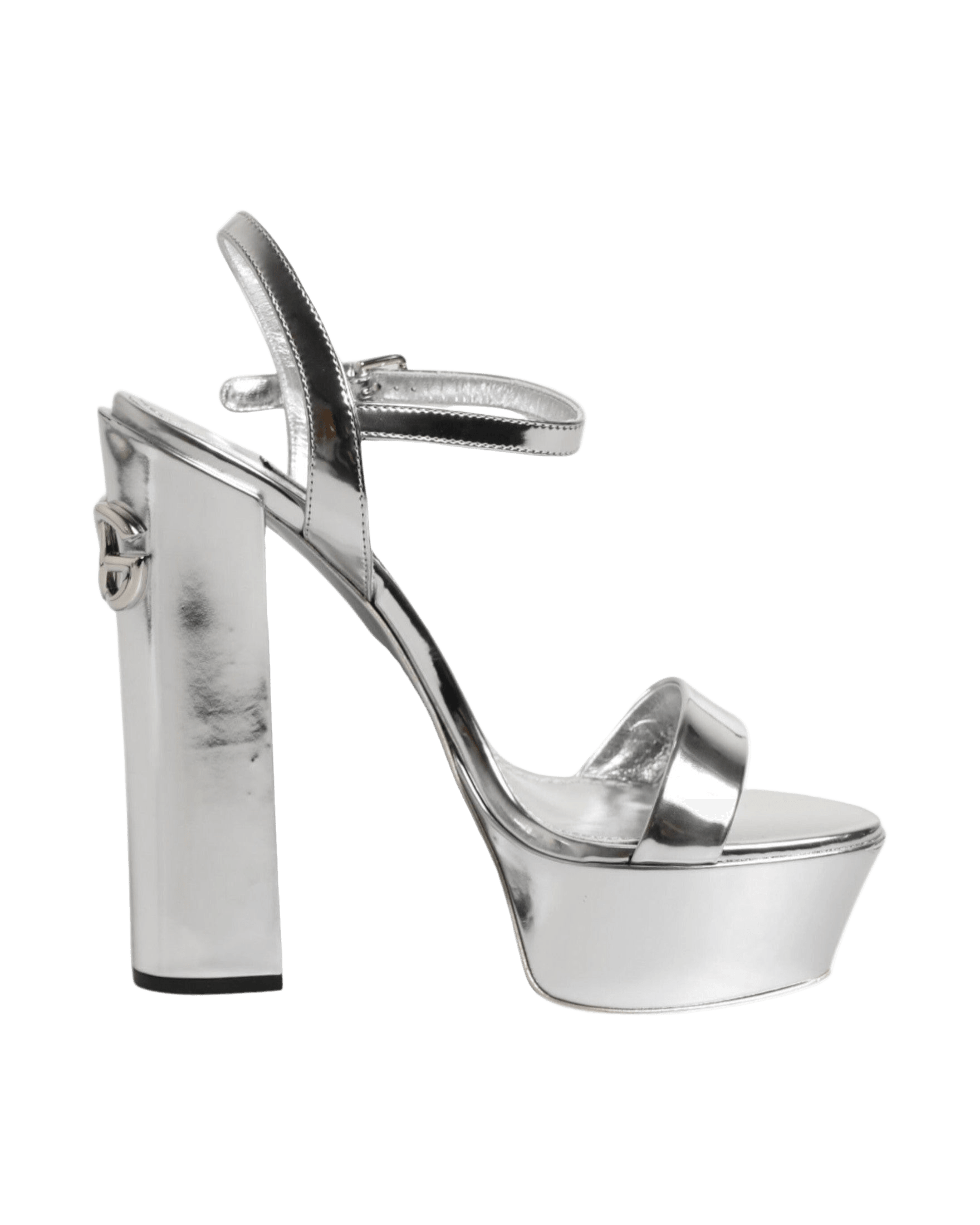 Dolce & Gabbana Silver Leather Platform Keira Sandals Shoes Glam Steals