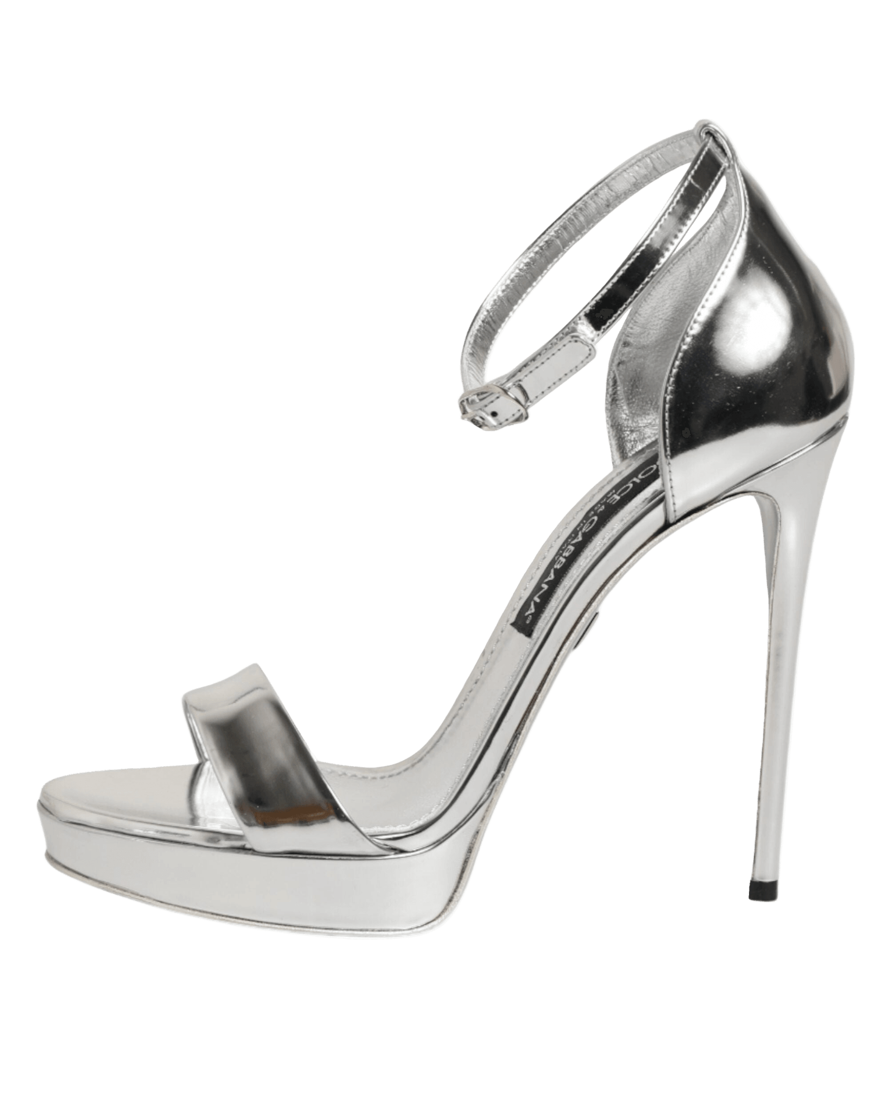 Dolce & Gabbana Silver Leather Platform Keira Sandals Shoes Heels