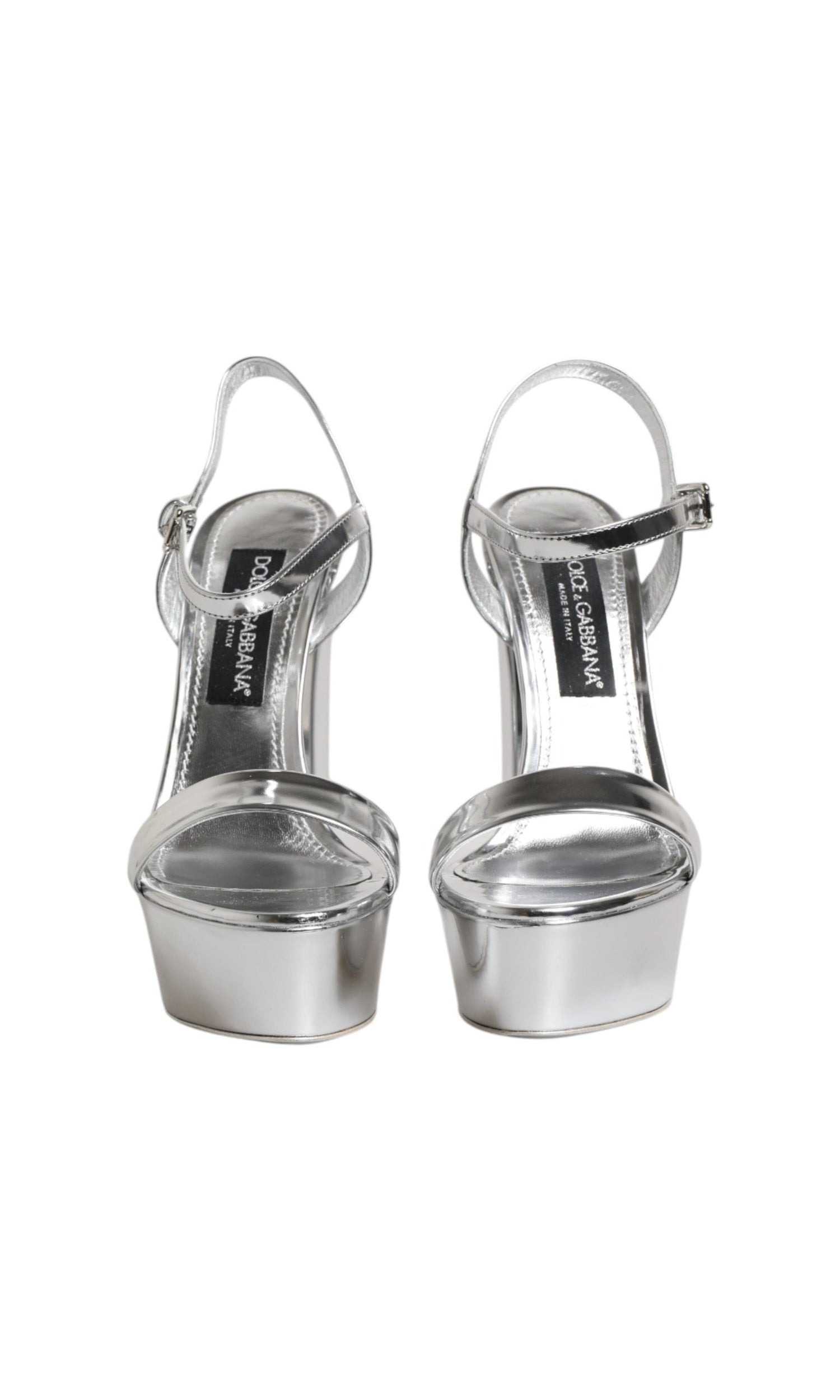 Dolce & Gabbana Silver Leather Platform Keira Sandals Shoes Glam Steals