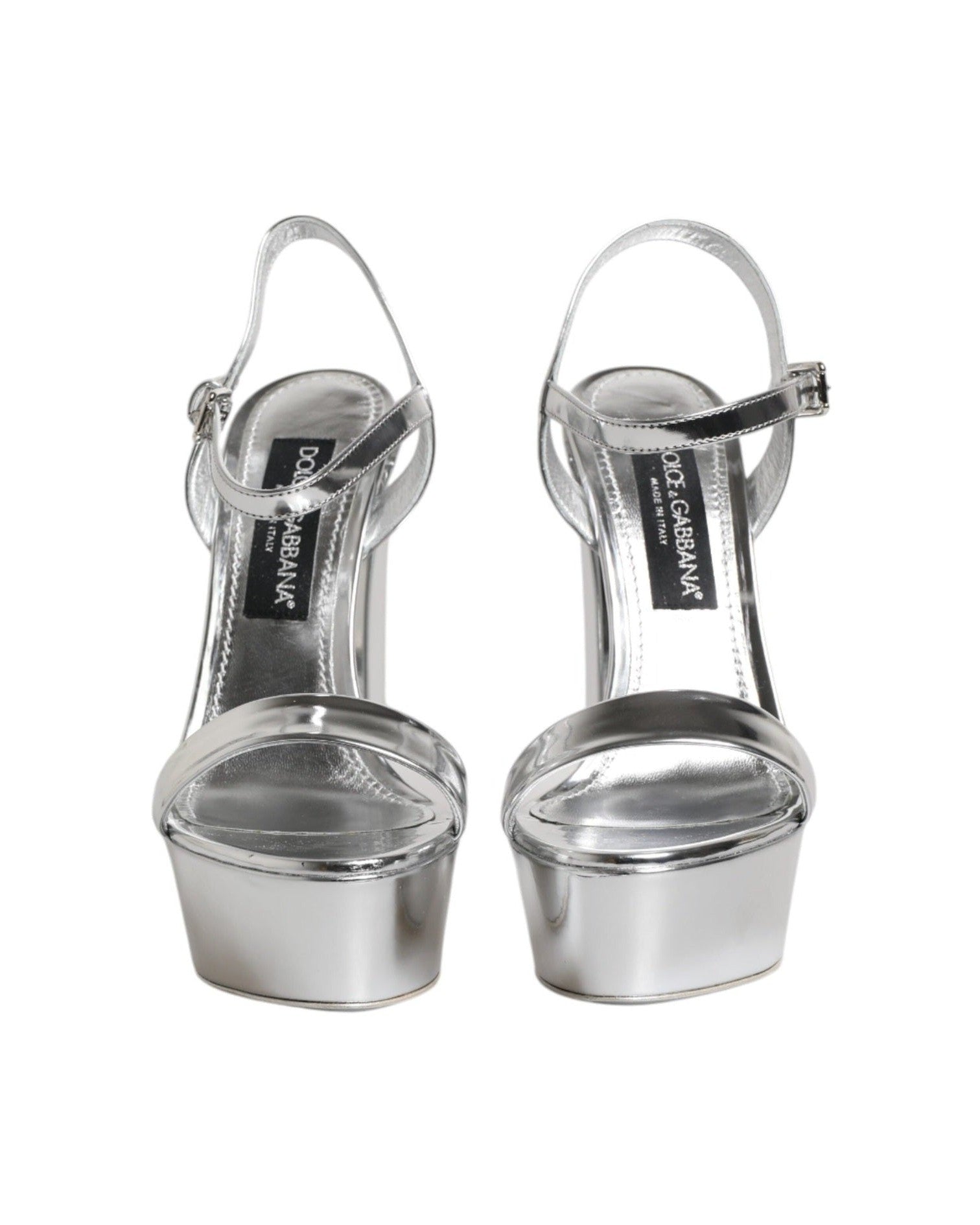 Dolce & Gabbana Silver Leather Platform Keira Sandals Shoes Glam Steals