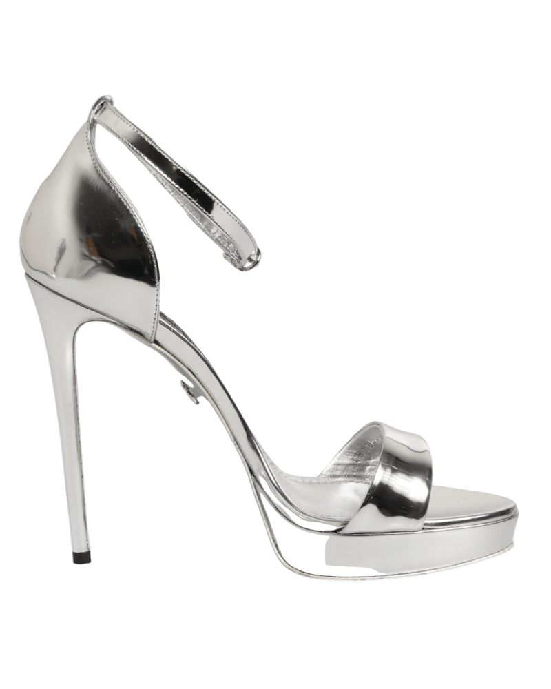 Dolce & Gabbana Silver Leather Platform Keira Sandals Shoes Glam Steals