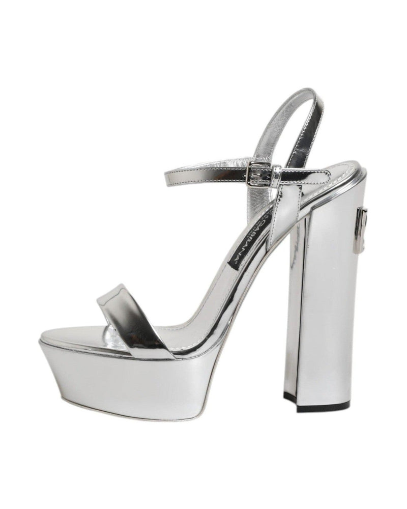 Dolce & Gabbana Silver Leather Platform Keira Sandals Shoes Glam Steals