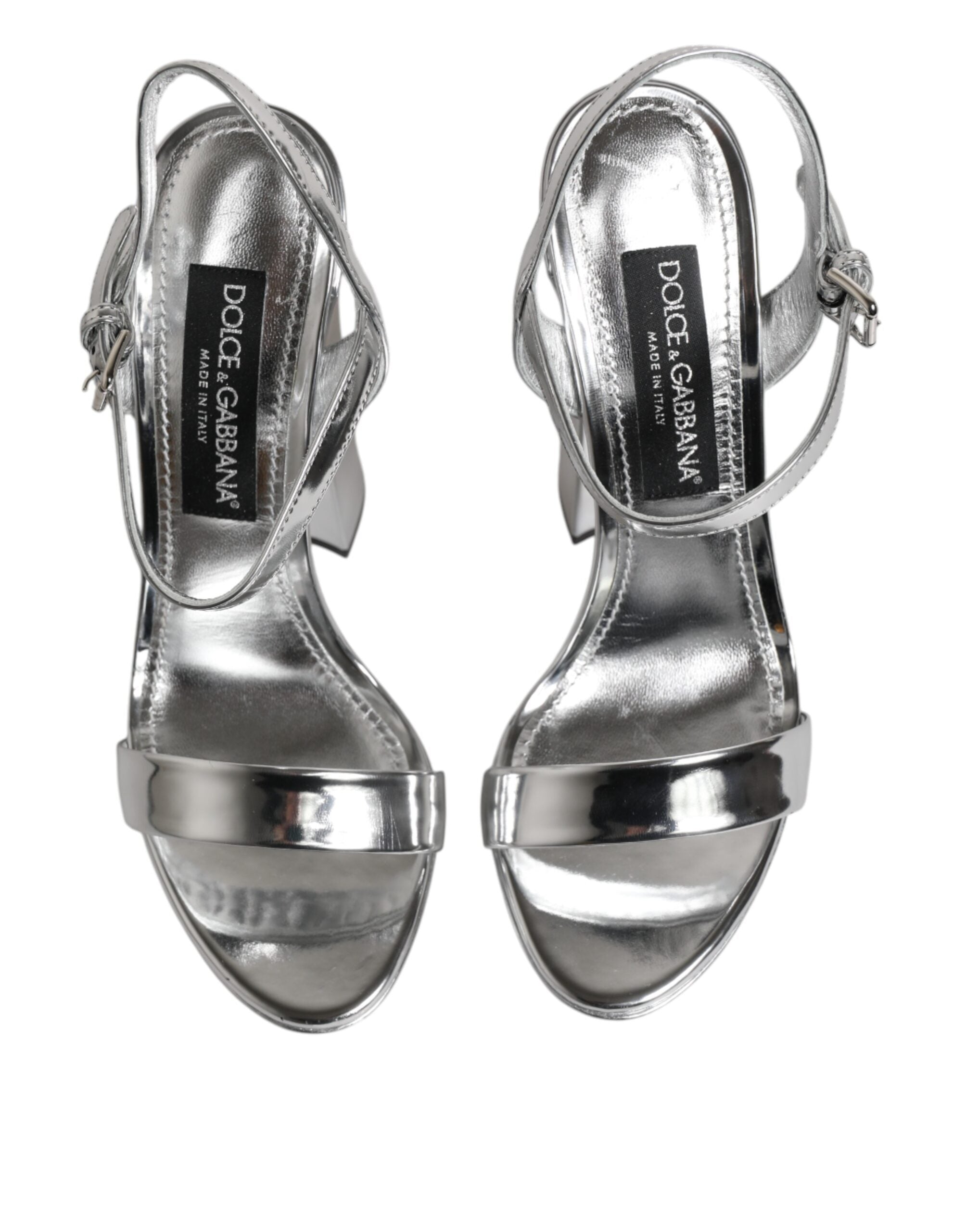 Dolce & Gabbana Silver Leather Platform Keira Sandals Shoes Glam Steals