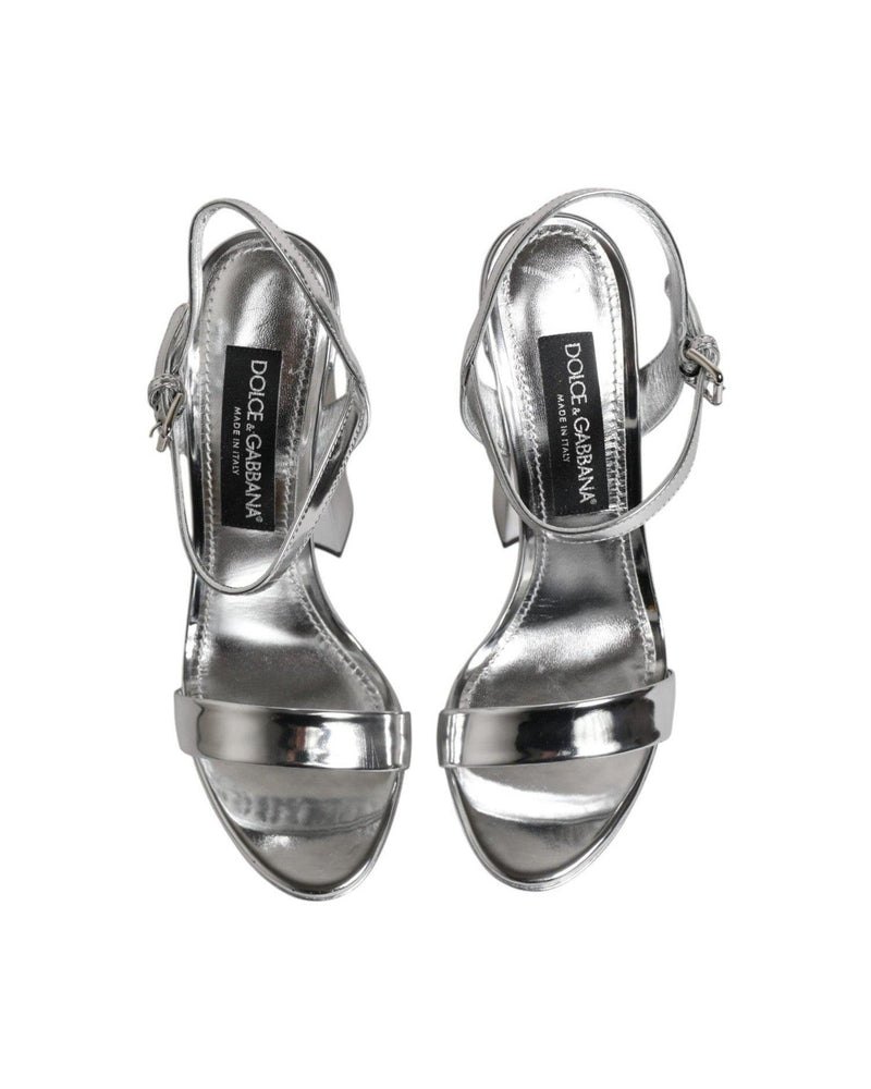 Dolce & Gabbana Silver Leather Platform Keira Sandals Shoes Glam Steals