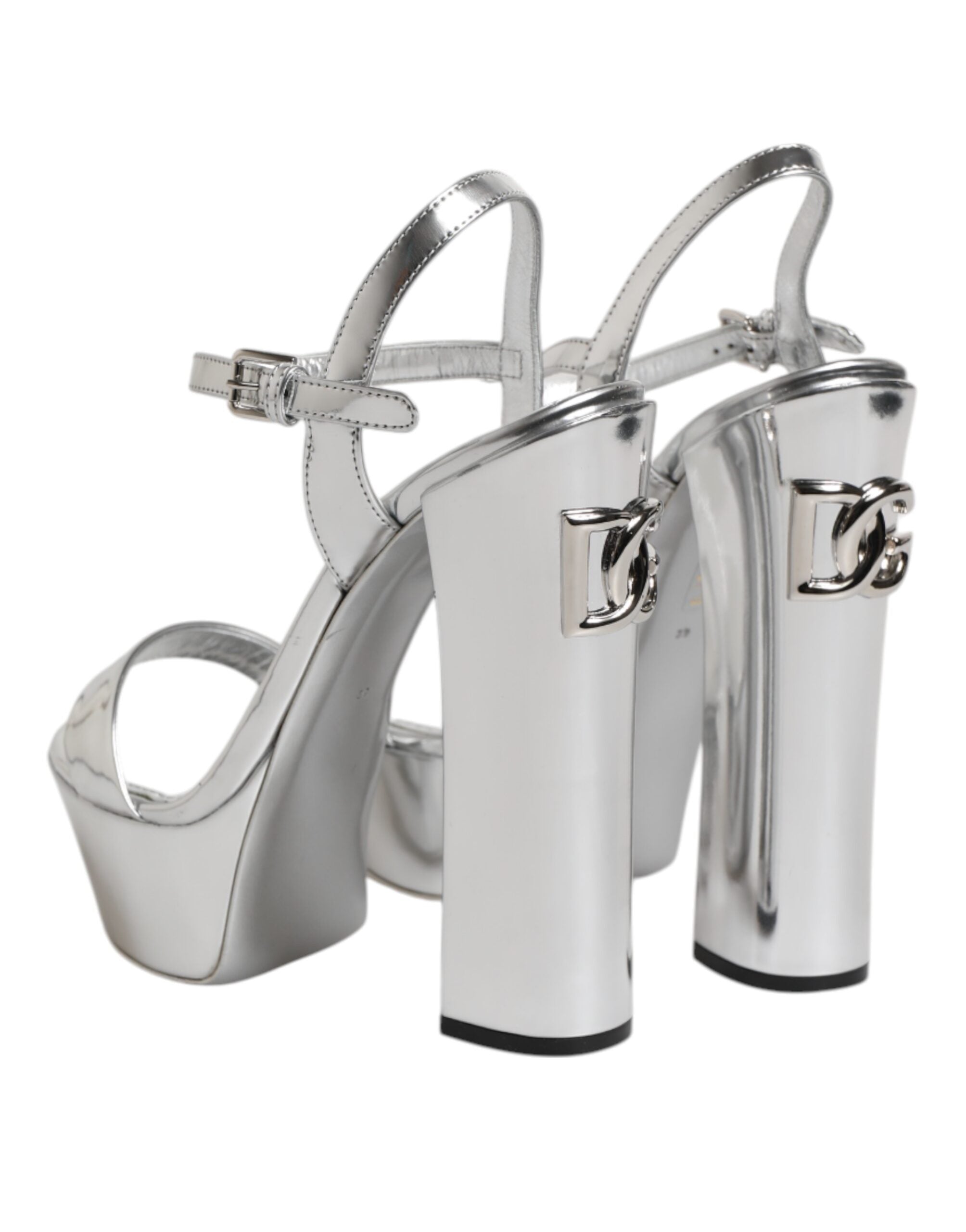 Dolce & Gabbana Silver Leather Platform Keira Sandals Shoes Glam Steals