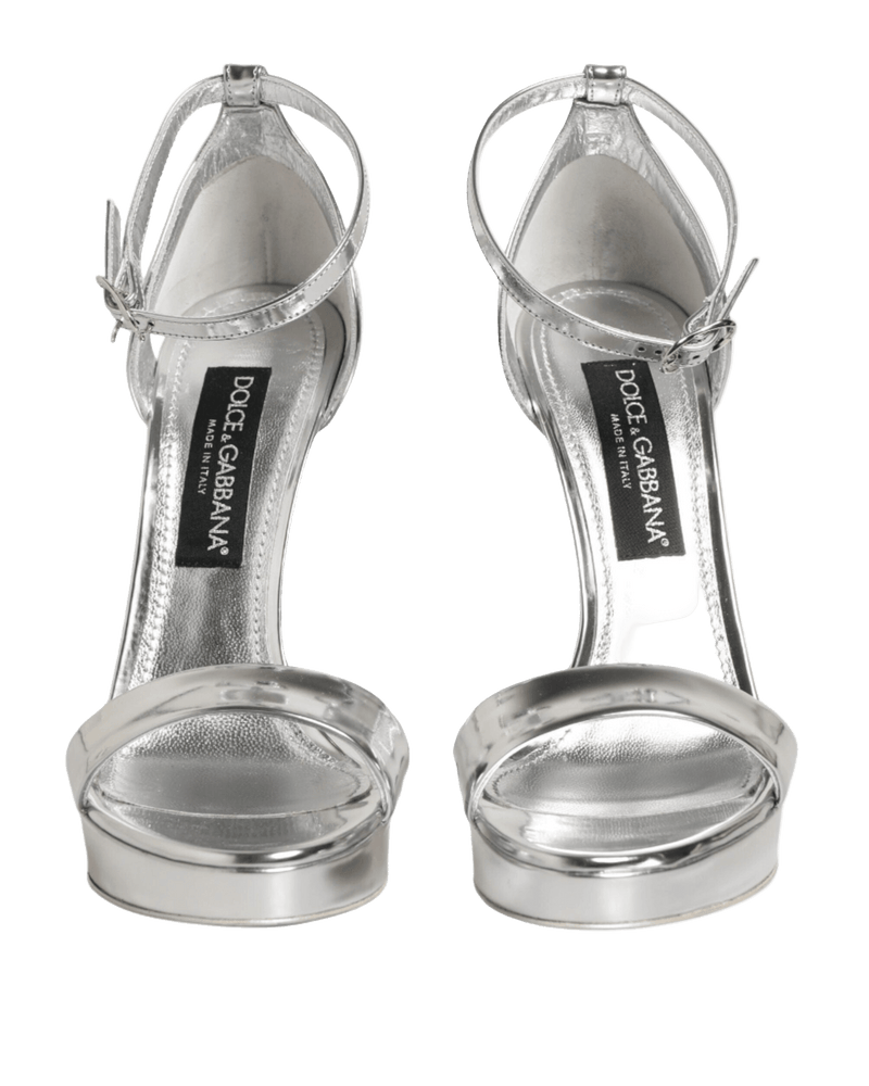 Dolce & Gabbana Silver Leather Platform Keira Sandals Shoes Glam Steals