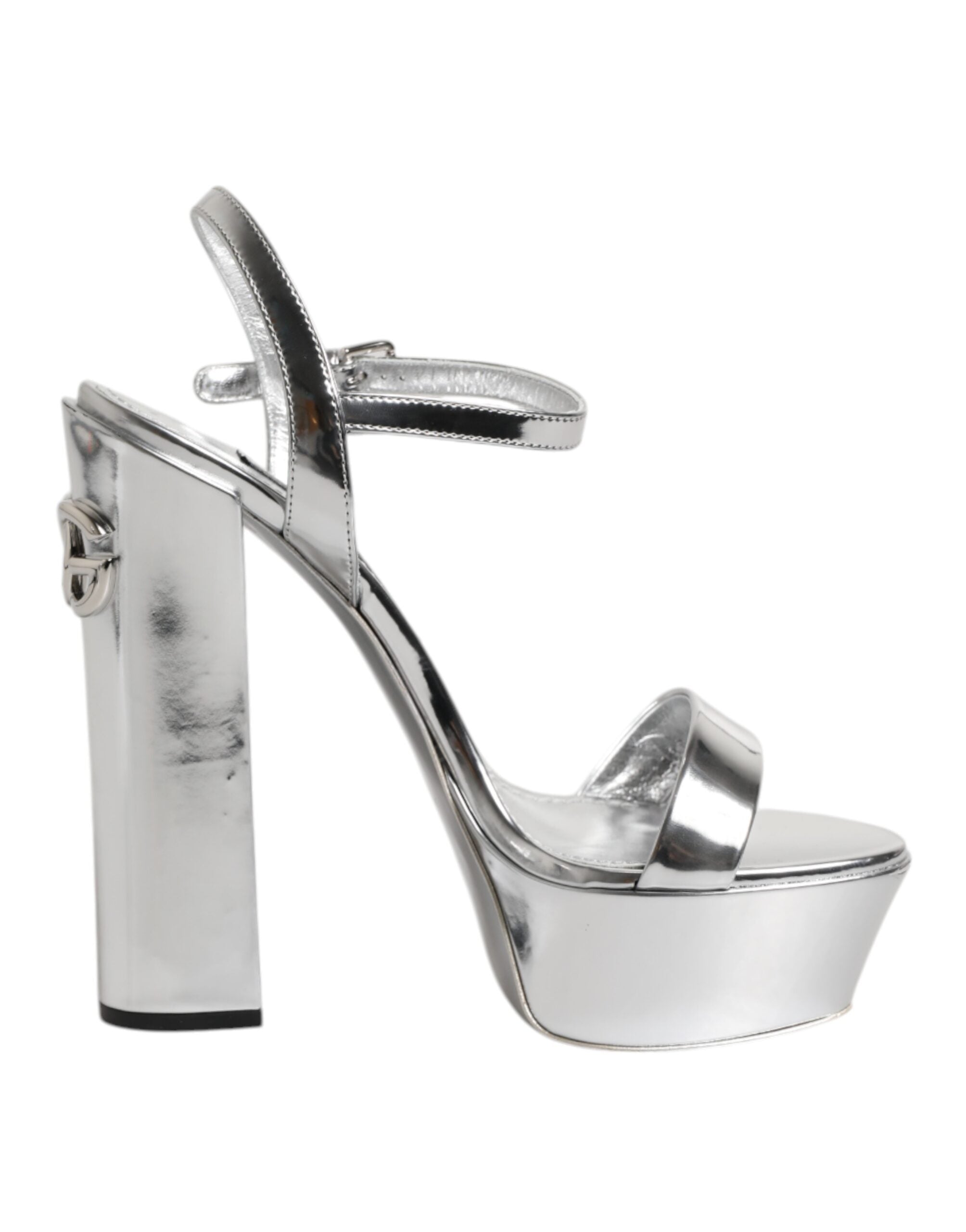 Dolce & Gabbana Silver Leather Platform Keira Sandals Shoes Glam Steals