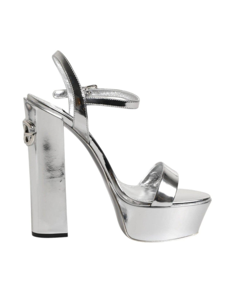 Dolce & Gabbana Silver Leather Platform Keira Sandals Shoes Glam Steals