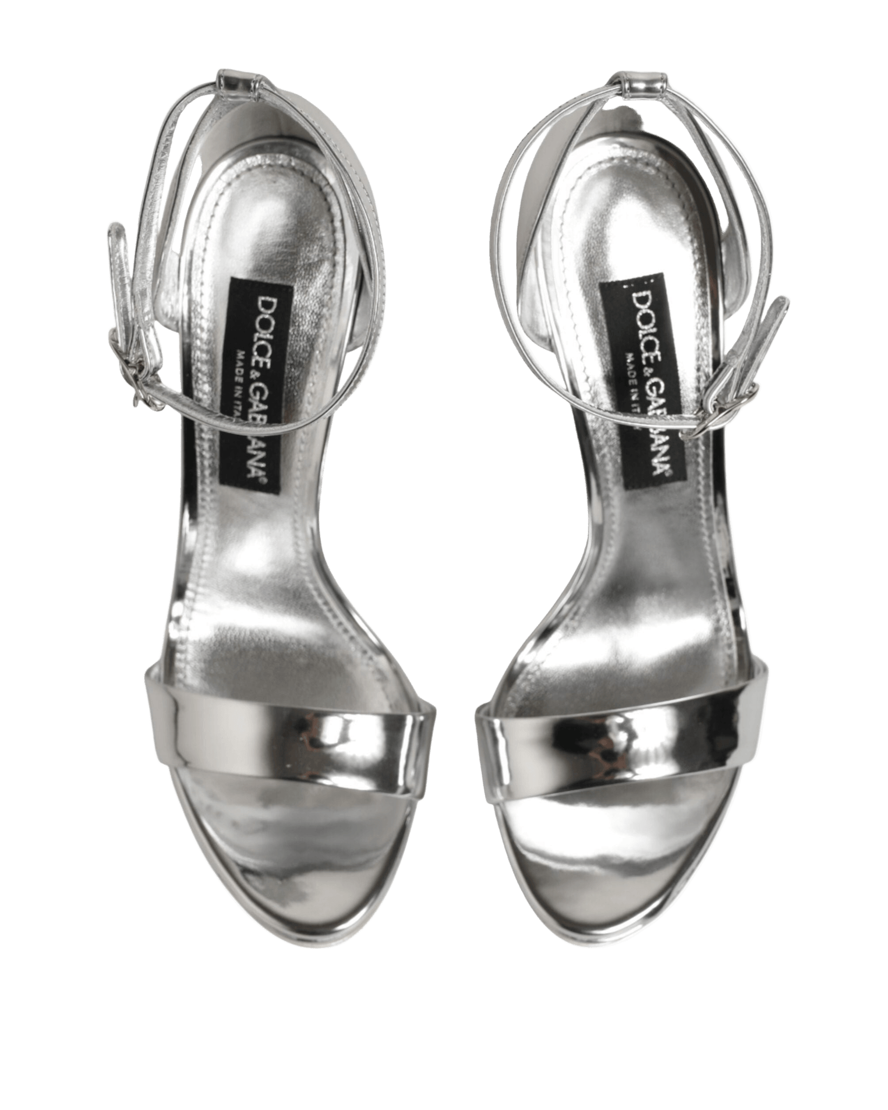 Dolce & Gabbana Silver Leather Platform Keira Sandals Shoes Heels