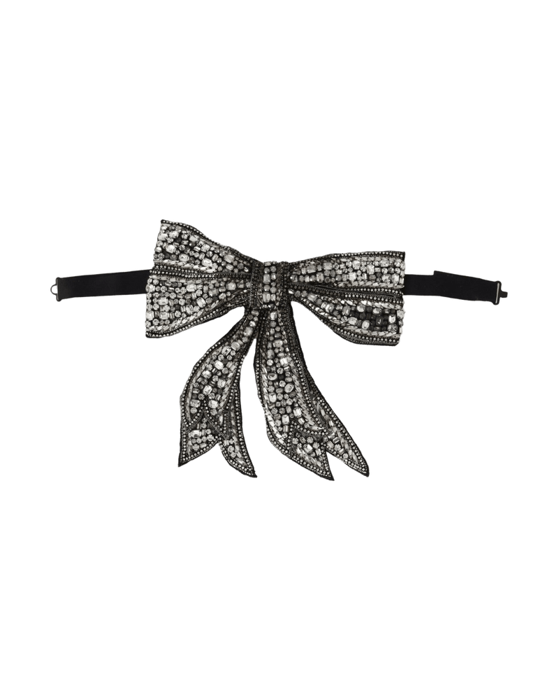 Dolce & Silver Gabbana Silk Crystal Embellished Bowtie Elegance Glam Steals