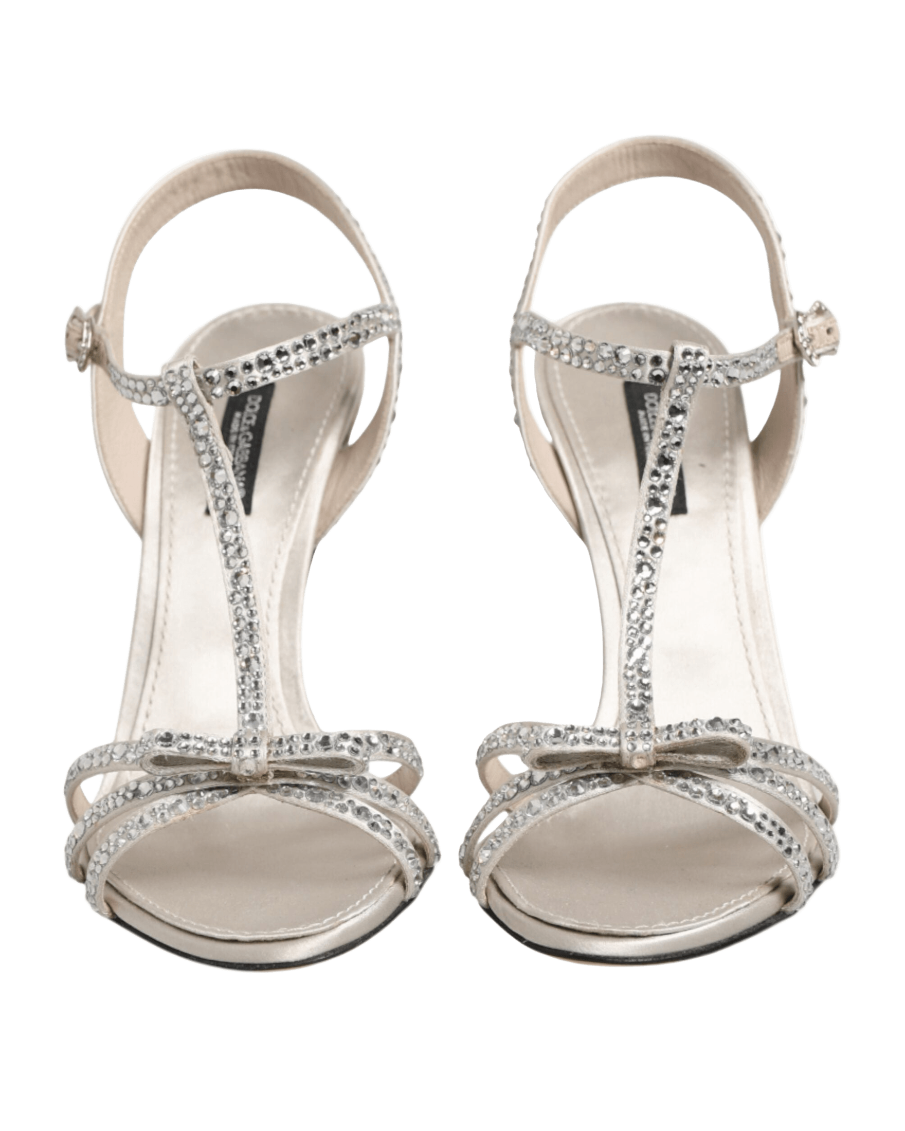 Dolce & Gabbana Silver Strass Ankle Strap Heels Sandals Shoes Glam Steals