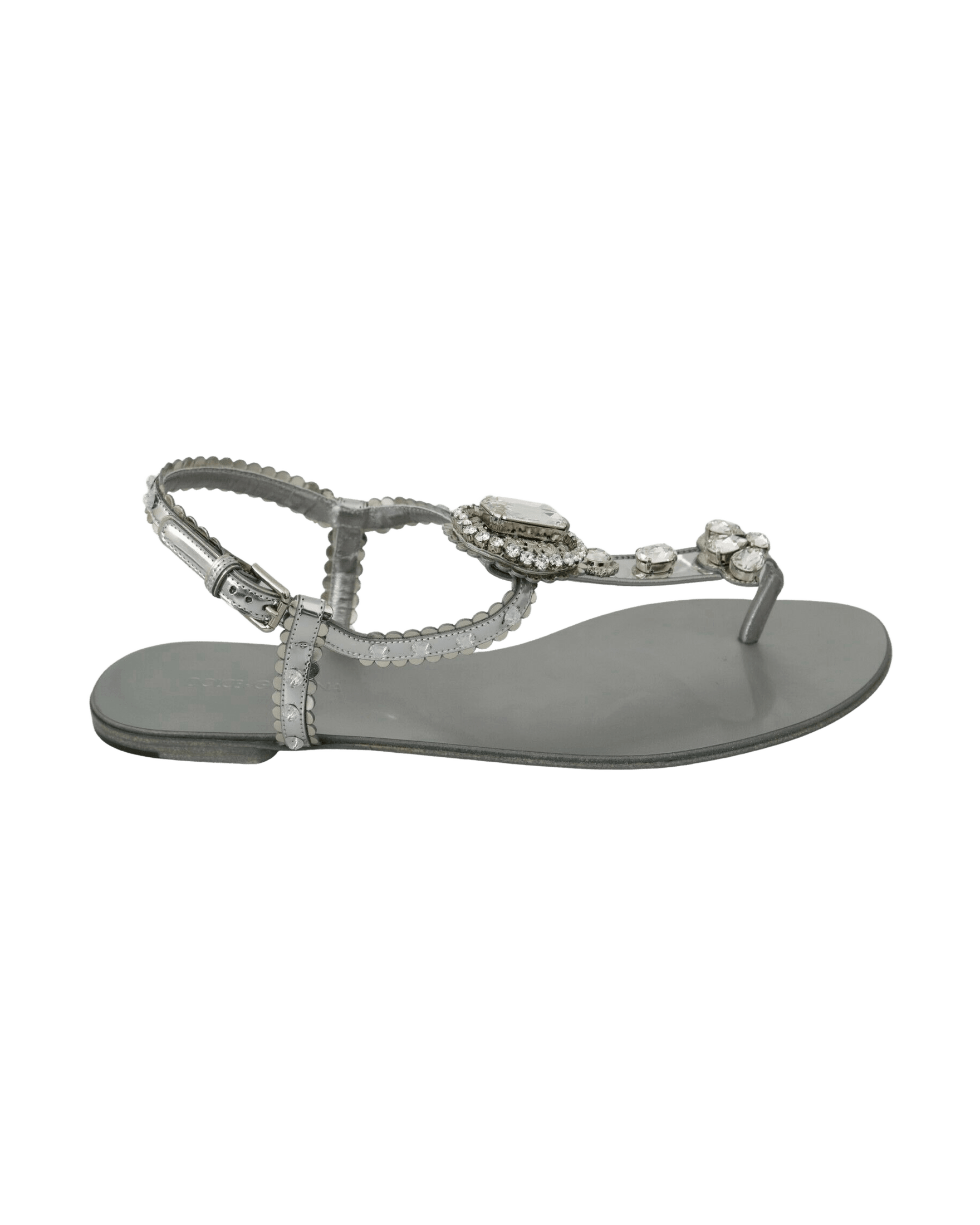 Dolce & Gabbana Silver And Crystal Sandals Flip Flops Shoes Sandals