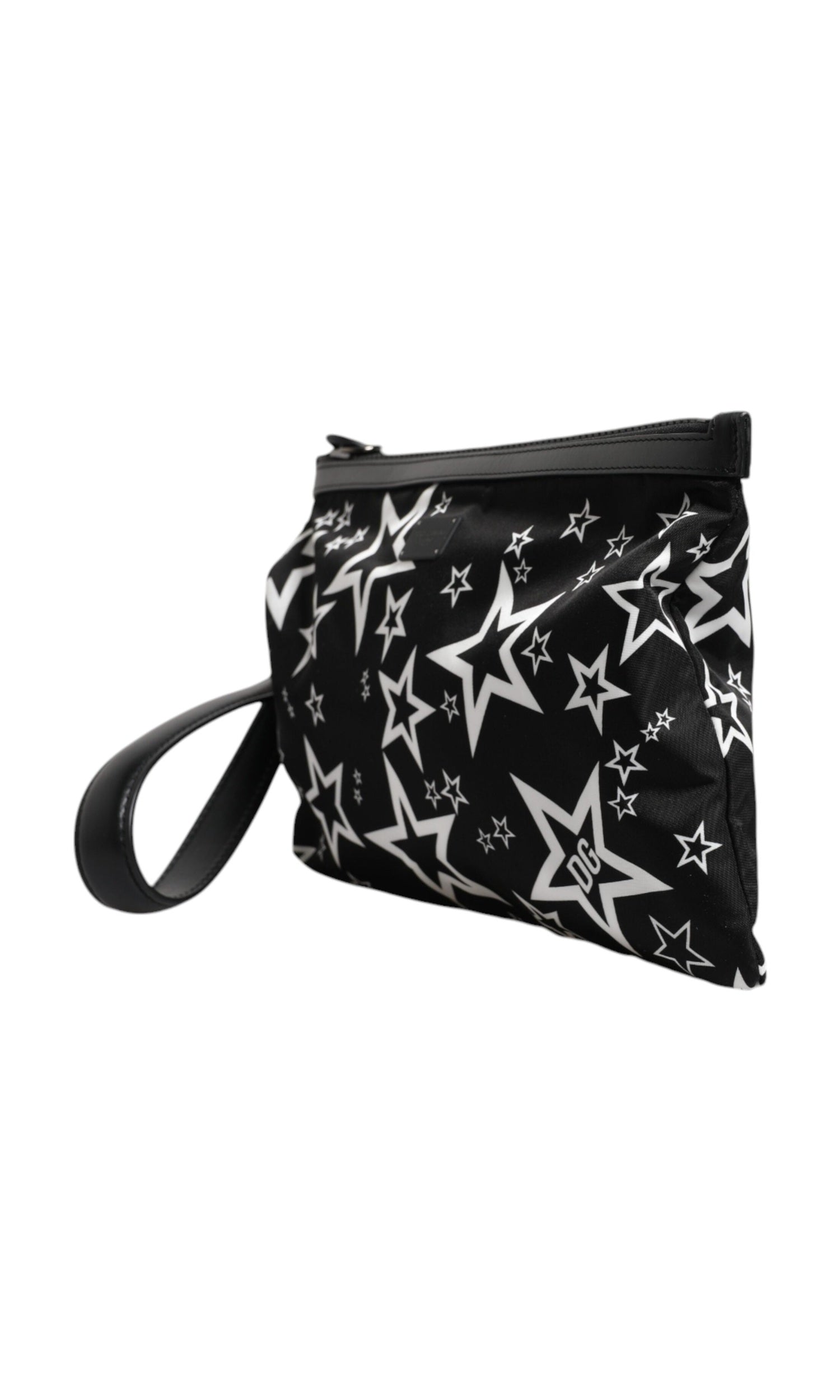 Dolce & Gabbana Stars Pattern Clutch Pouch Black White Bag Glam Steals