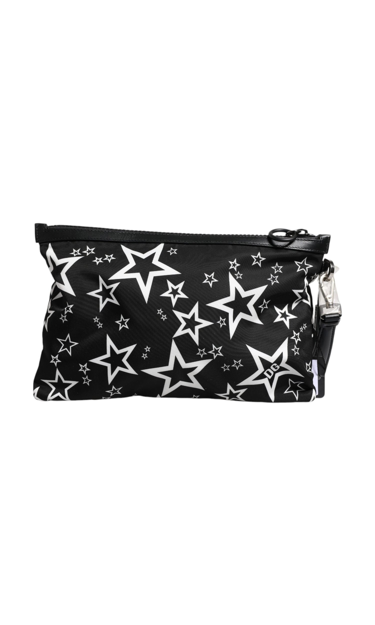 Dolce & Gabbana Stars Pattern Clutch Pouch Black White Bag Glam Steals