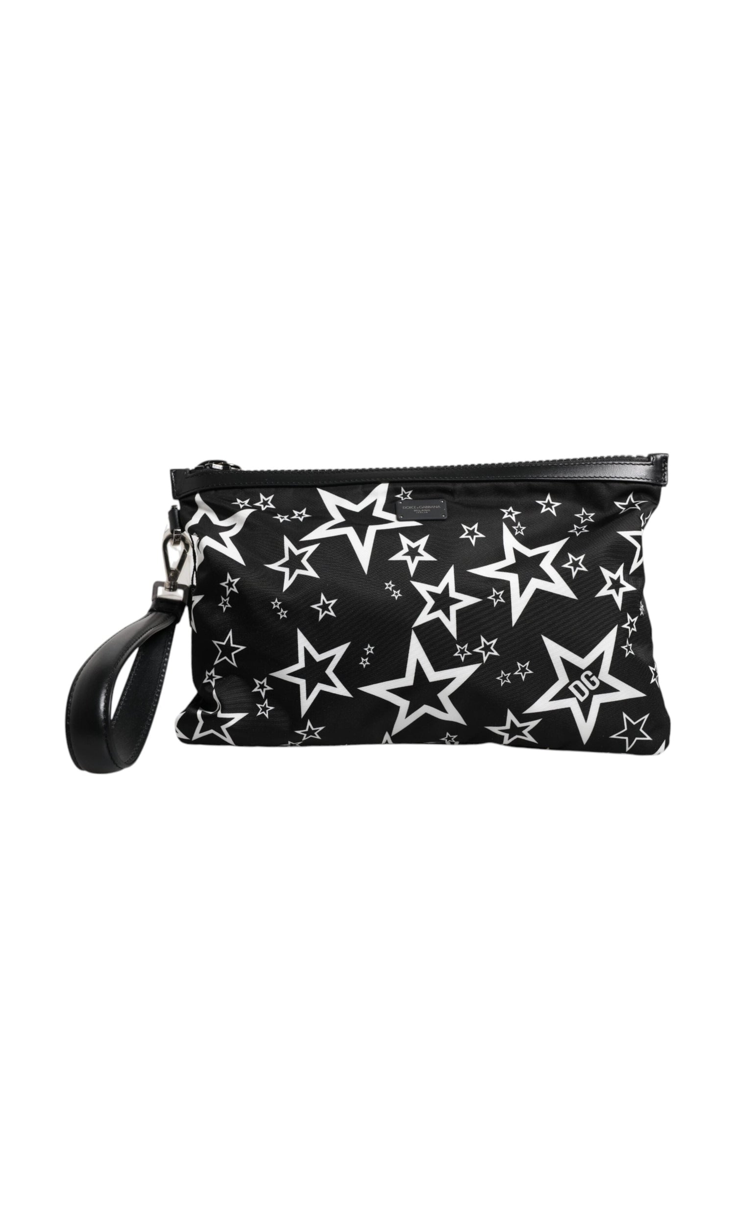 Dolce & Gabbana Stars Pattern Clutch Pouch Black White Bag Glam Steals