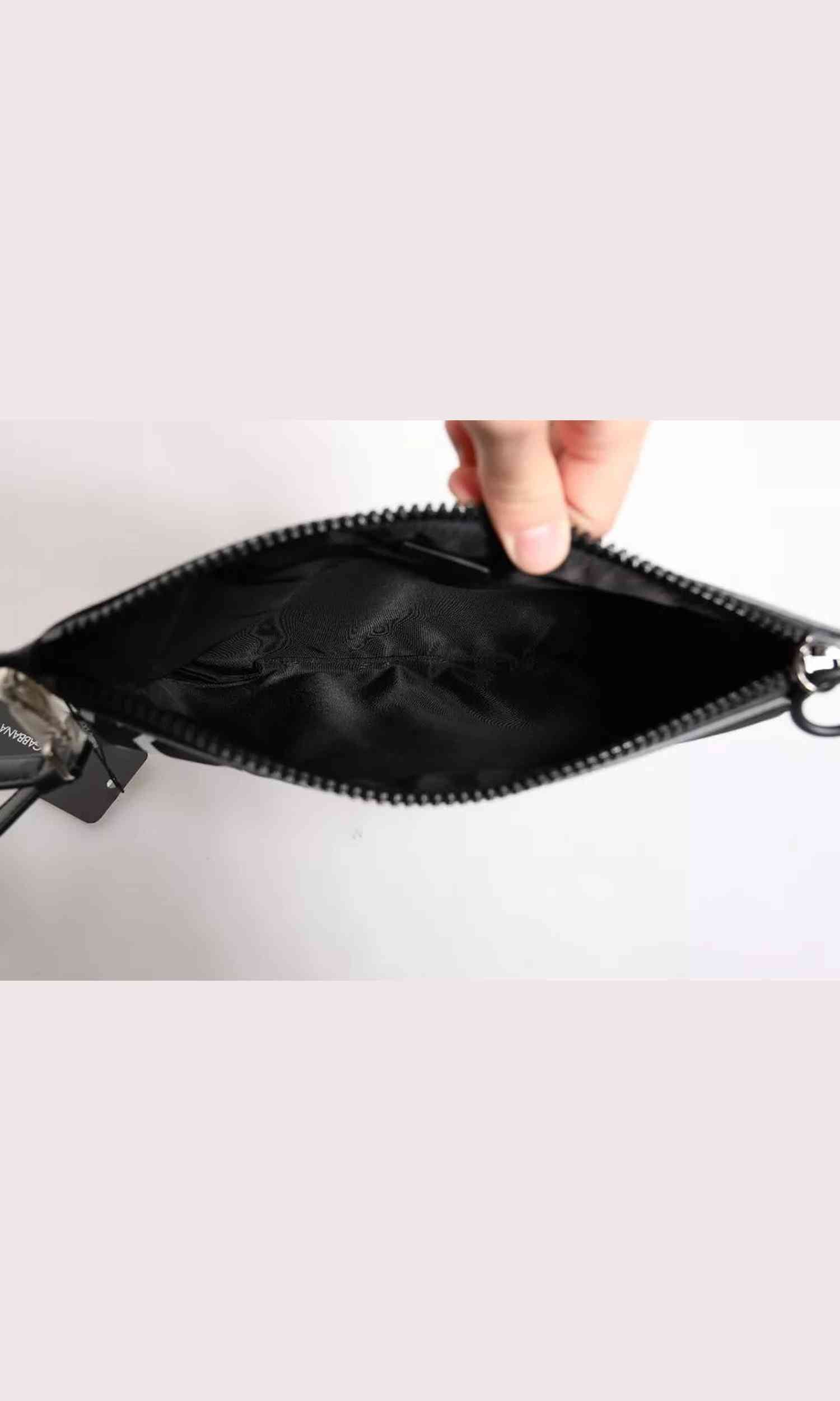 Dolce & Gabbana Stars Pattern Clutch Pouch Black White Bag Glam Steals