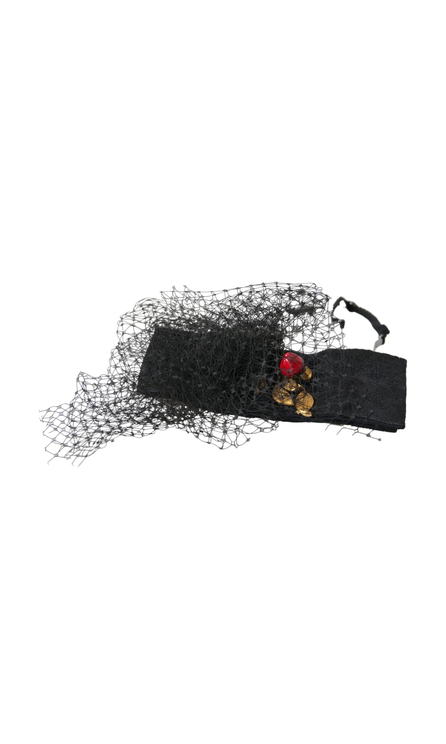 Dolce & Gabbana Strawberry Sicily Crystal Mesh Net Headband Black Diadem Glam Steals