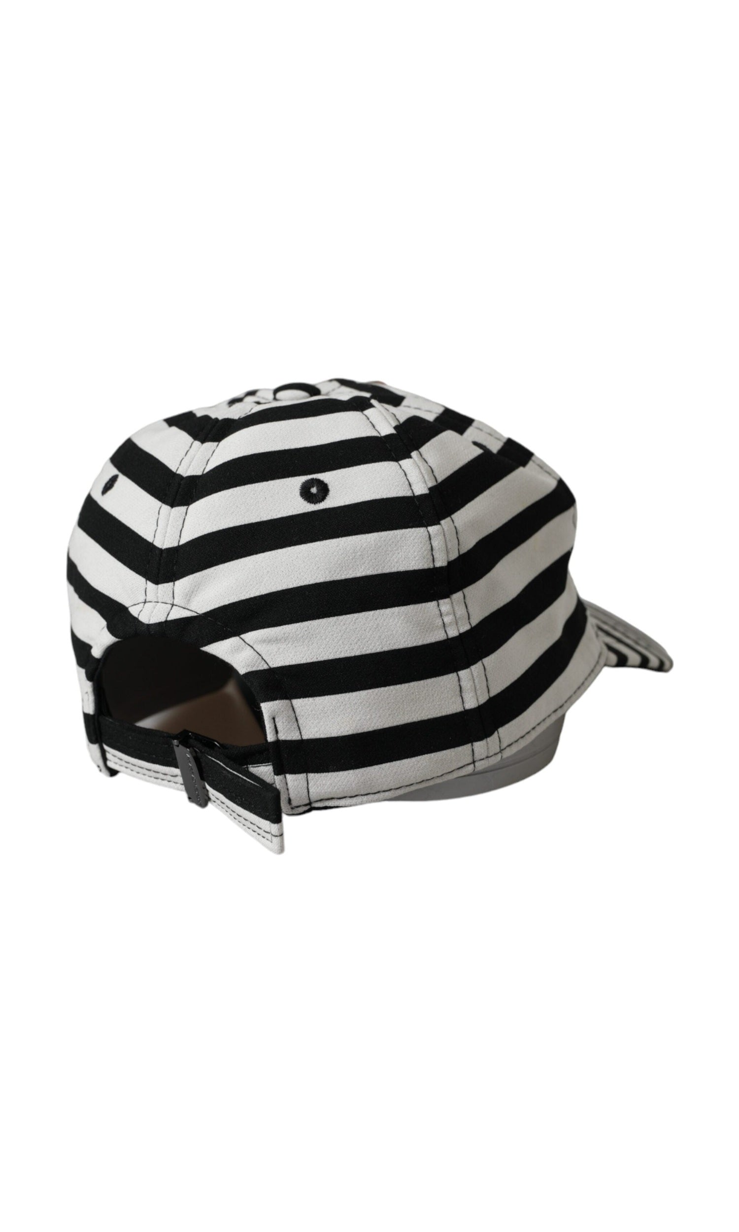 Dolce & Gabbana Stripe Amore Heart Applique Baseball Black White Hat Glam Steals