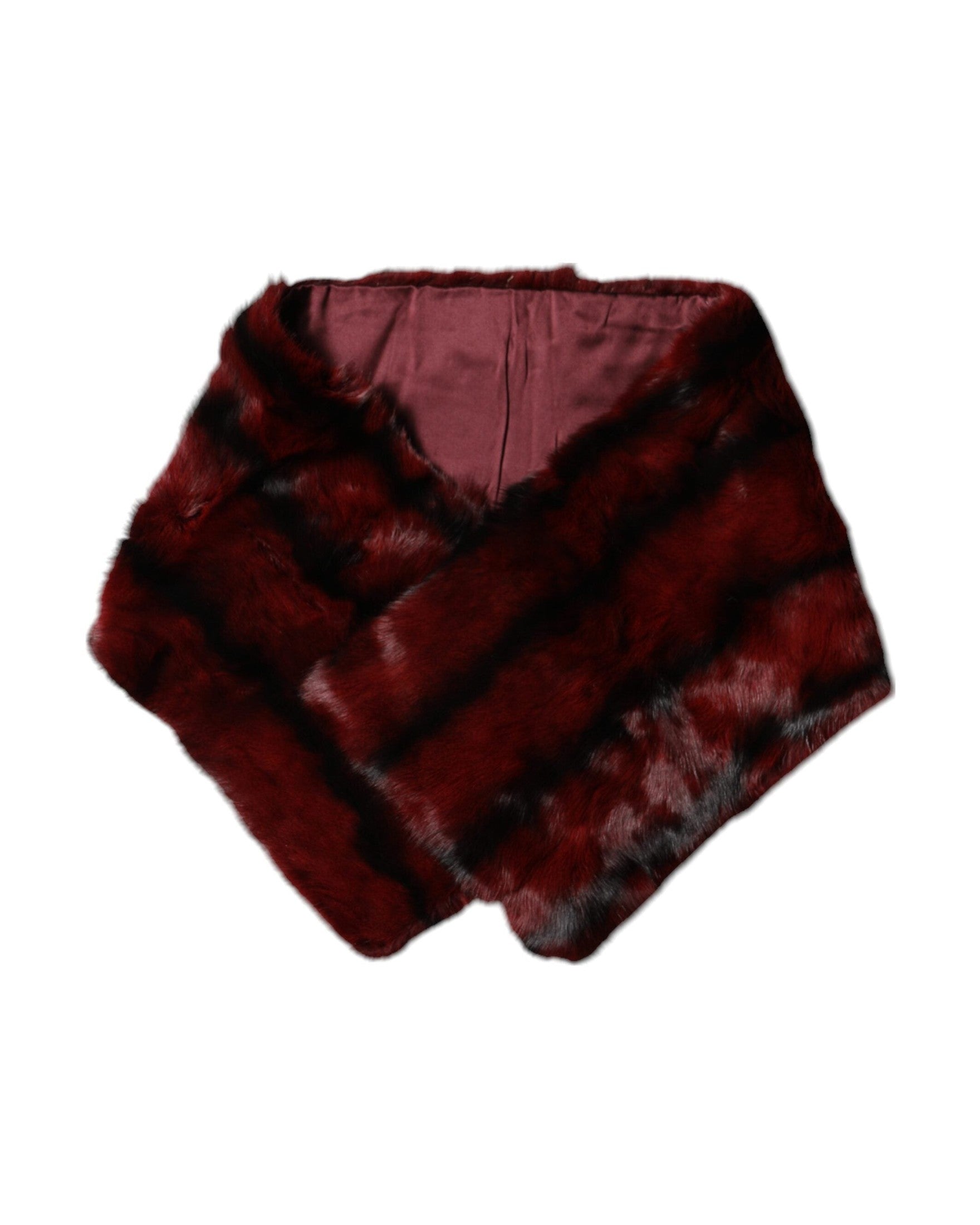 Dolce & Gabbana Stripe Fur Shawl Neck Wrap Red Scarf Glam Steals
