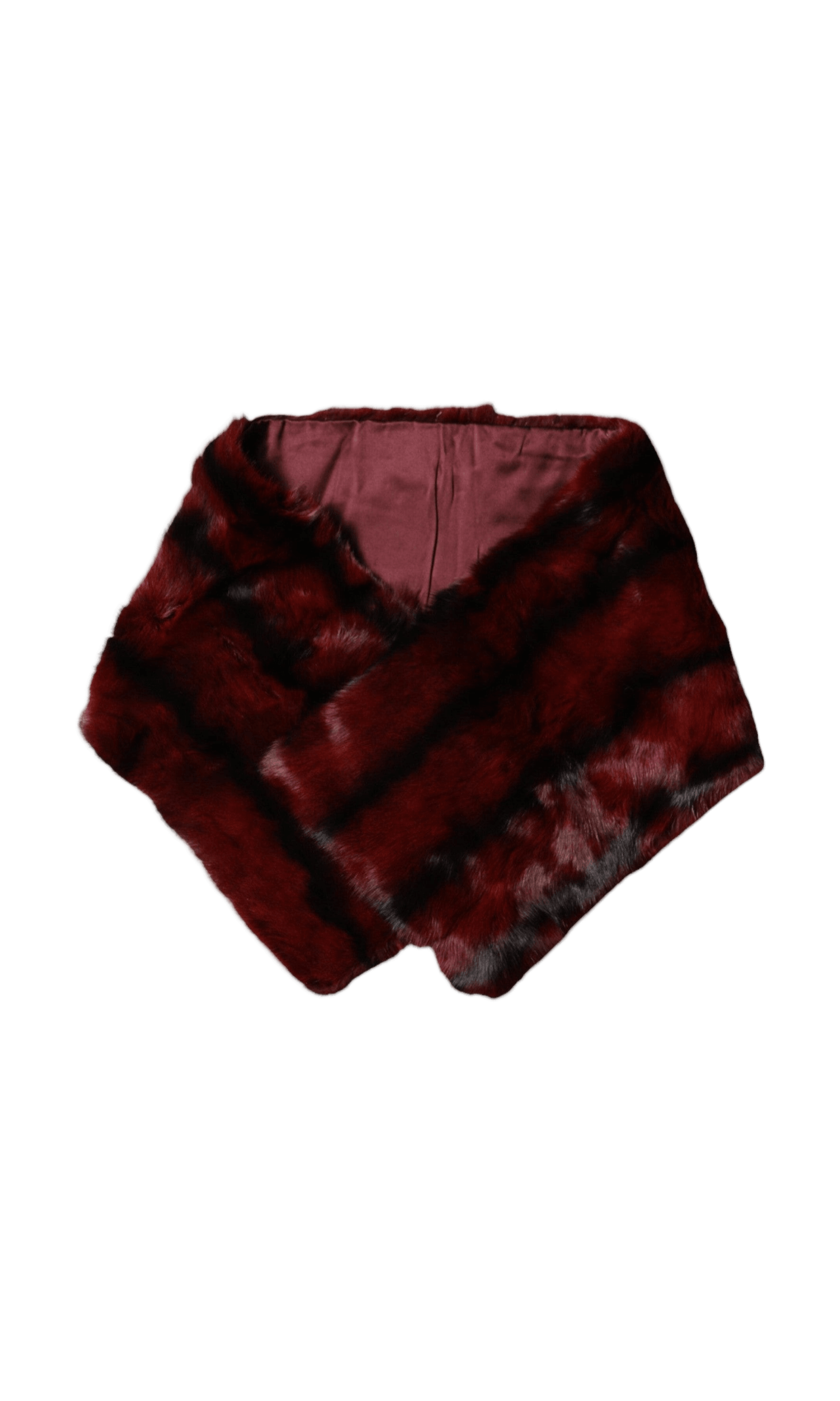 Dolce & Gabbana Stripe Fur Shawl Neck Wrap Red Scarf Glam Steals