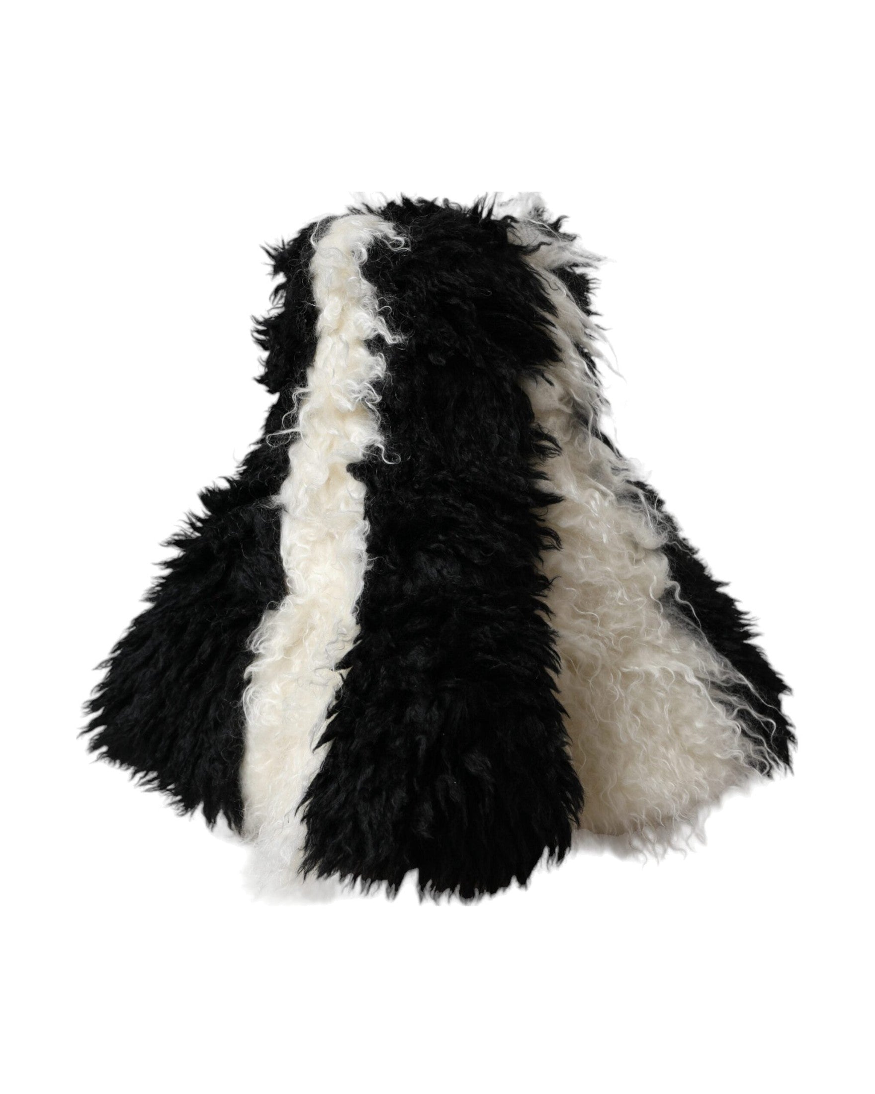 Dolce & Gabbana Stripes Mohair Fur Bucket Black White Hat Glam Steals