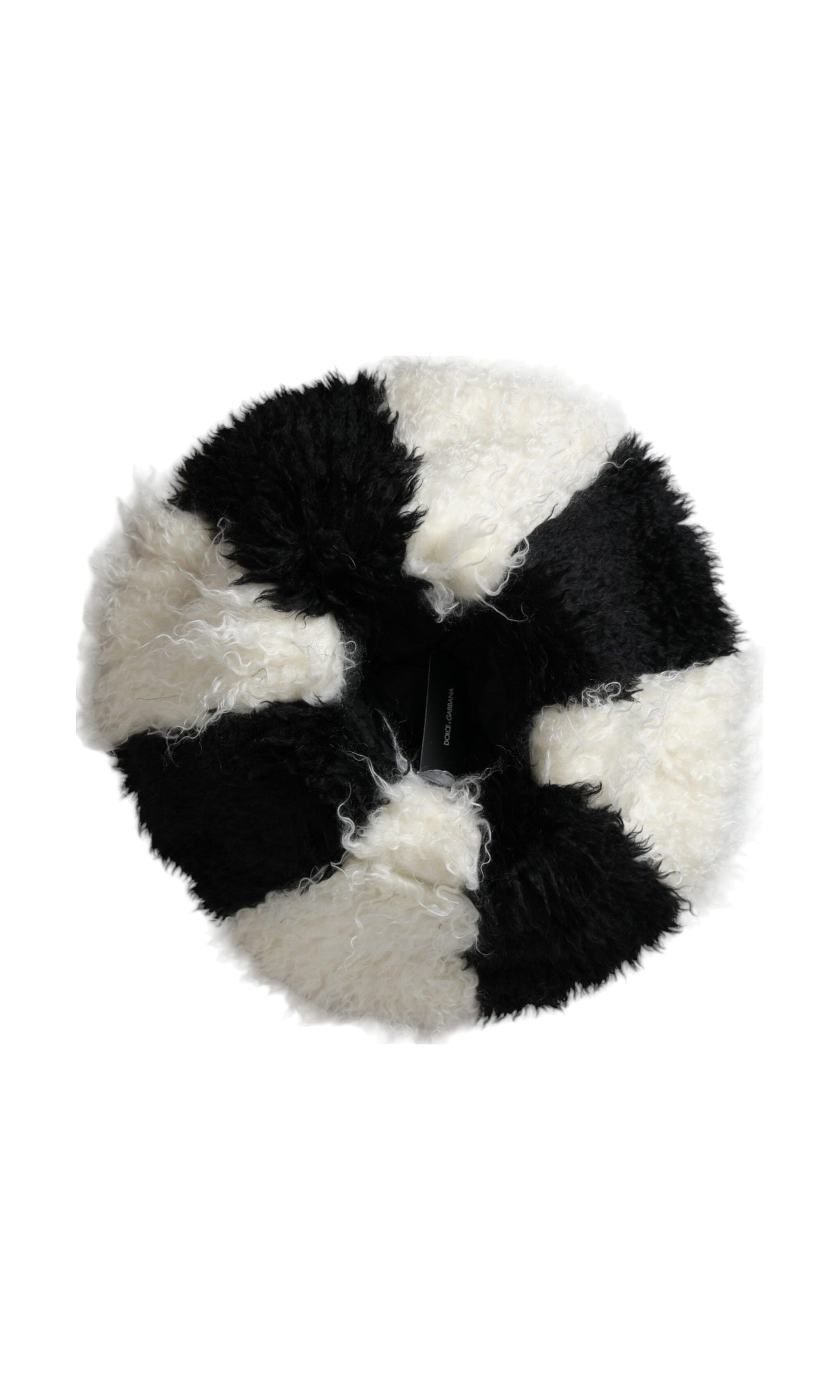 Dolce & Gabbana Stripes Mohair Fur Bucket Black White Hat Glam Steals